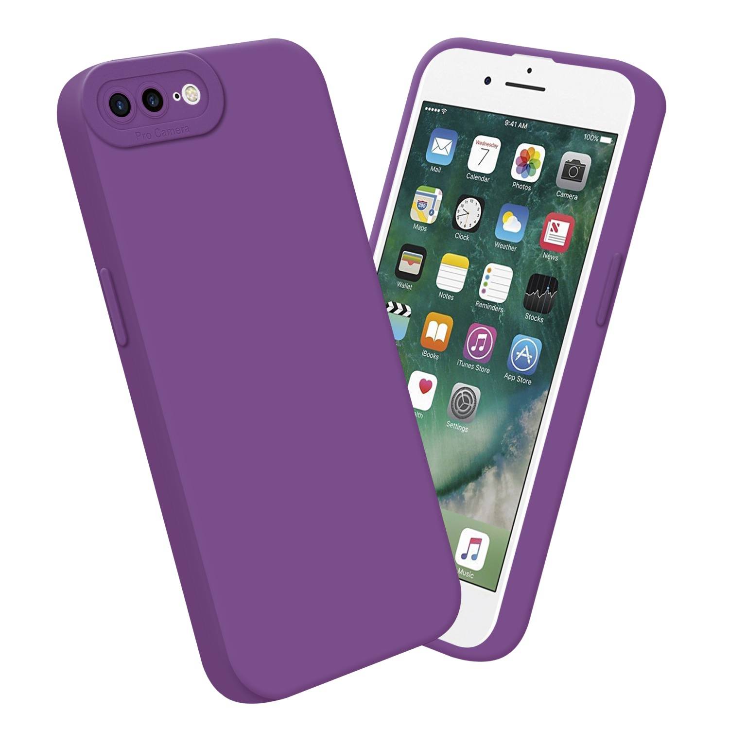 Cadorabo Hülle für Apple iPhone 7 PLUS / 7S PLUS / 8 PLUS Schutz Hülle in Lila TPU Silikon Etui Case Handyhülle
