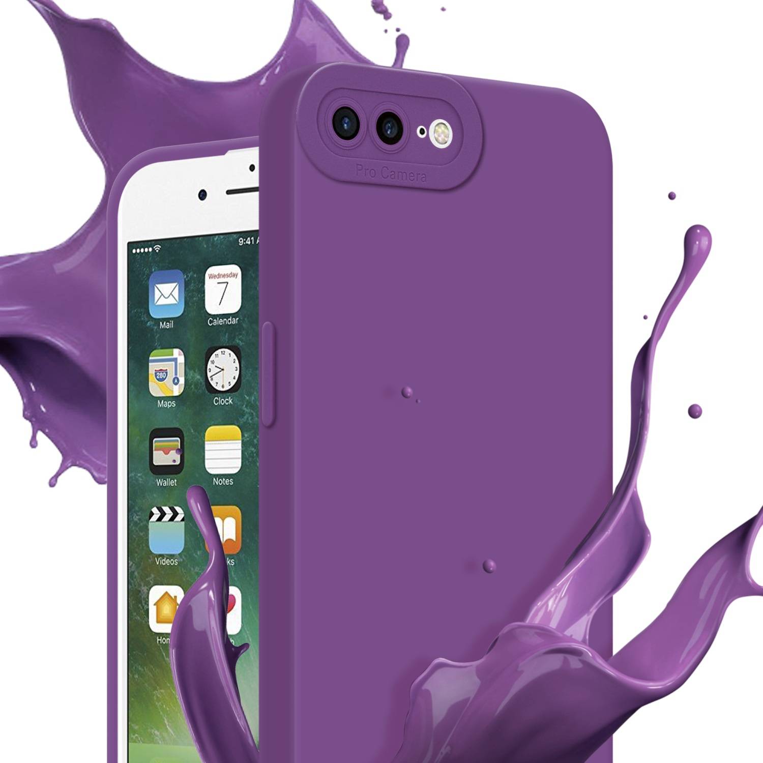 Cadorabo Hülle für Apple iPhone 7 PLUS / 7S PLUS / 8 PLUS Schutz Hülle in Lila TPU Silikon Etui Case Handyhülle