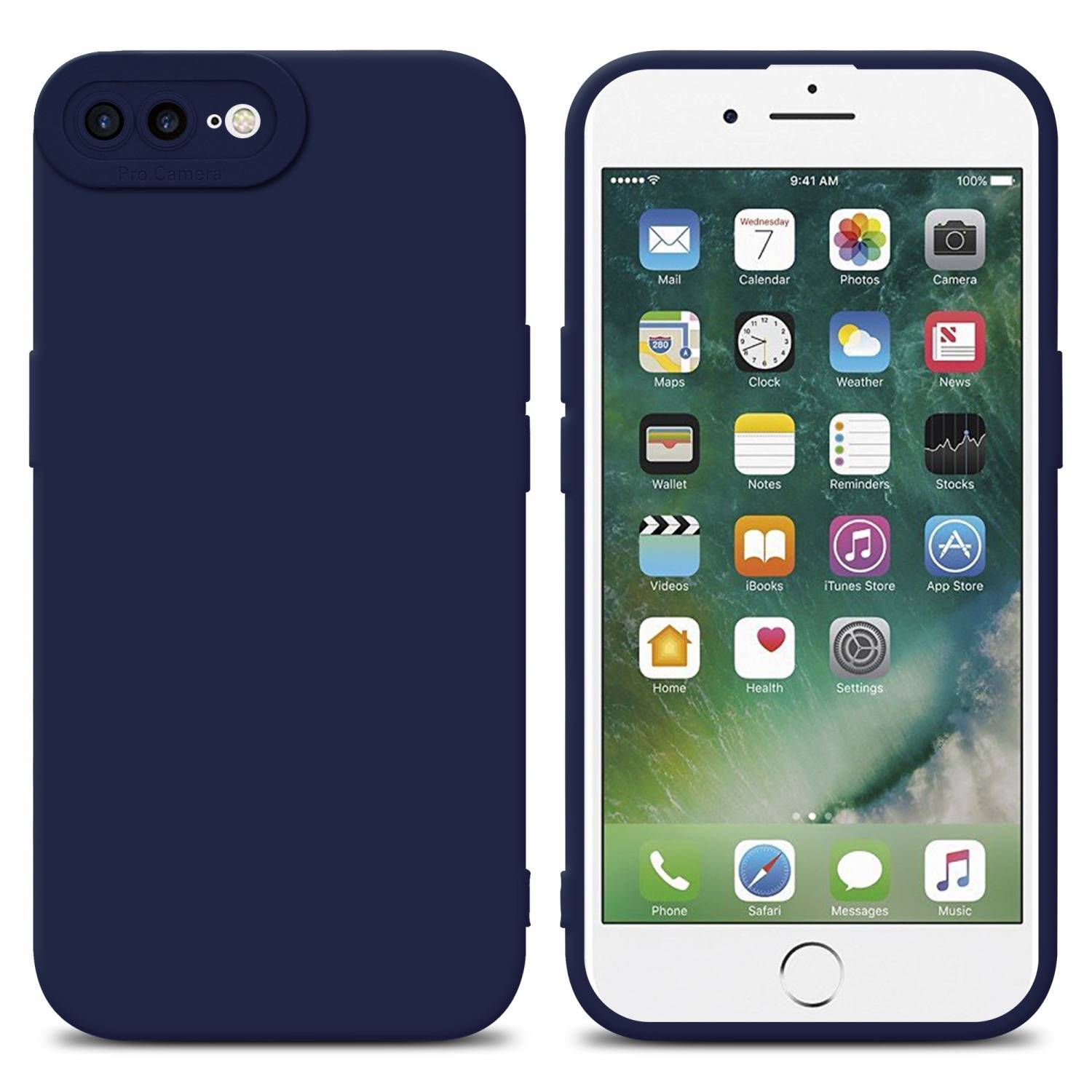 Cadorabo Hülle für Apple iPhone 7 PLUS / 7S PLUS / 8 PLUS Schutz Hülle in Blau TPU Silikon Etui Case Handyhülle