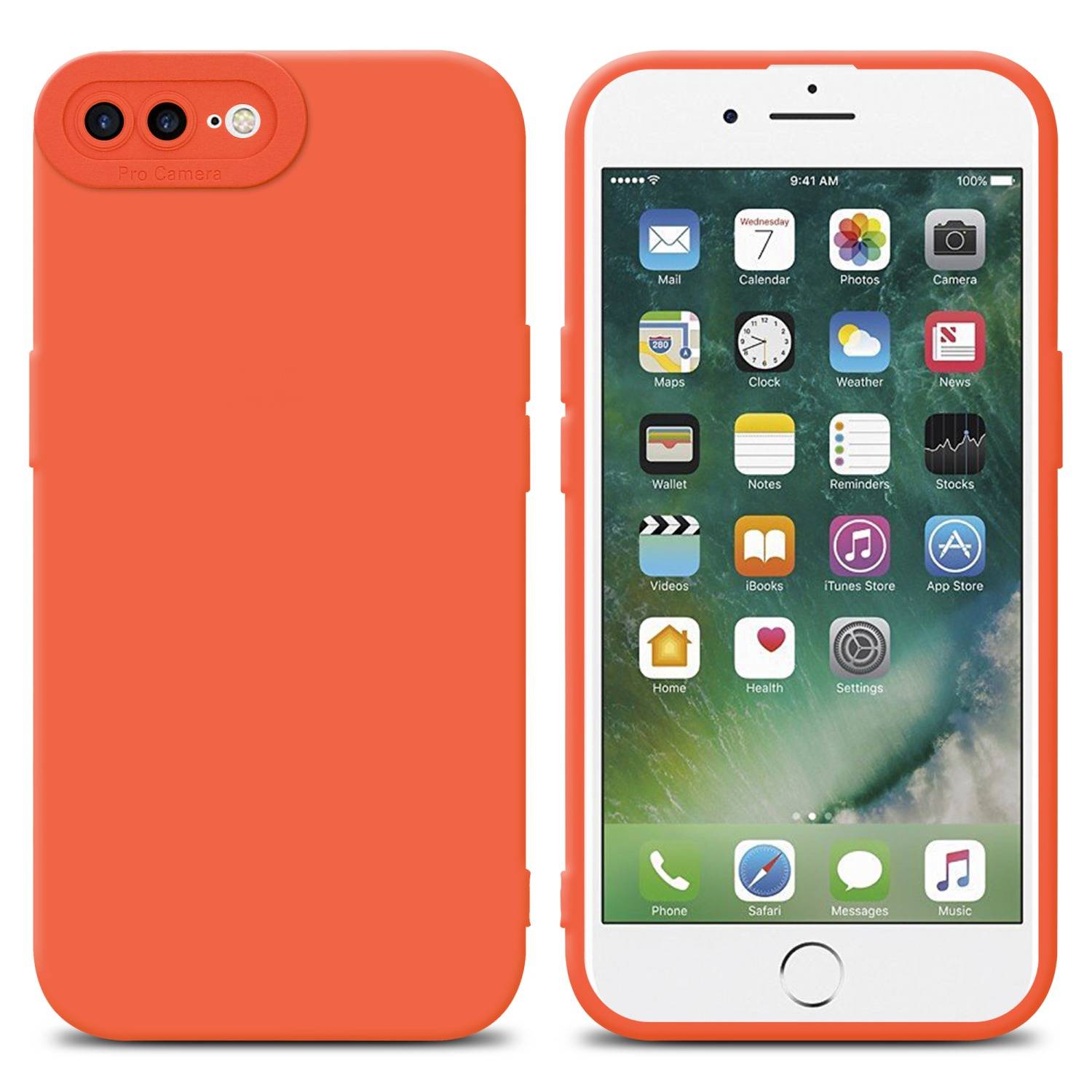 Cadorabo Hülle für Apple iPhone 7 PLUS / 7S PLUS / 8 PLUS Schutz Hülle in Orange TPU Silikon Etui Case Handyhülle