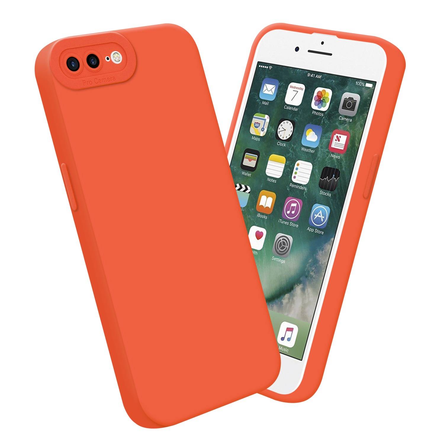 Cadorabo Hülle für Apple iPhone 7 PLUS / 7S PLUS / 8 PLUS Schutz Hülle in Orange TPU Silikon Etui Case Handyhülle