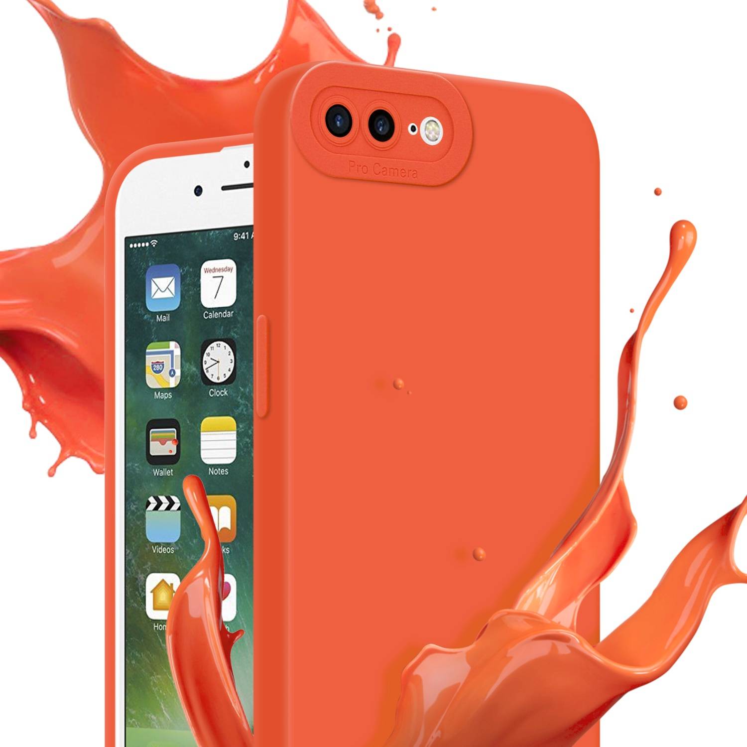 Cadorabo Hülle für Apple iPhone 7 PLUS / 7S PLUS / 8 PLUS Schutz Hülle in Orange TPU Silikon Etui Case Handyhülle