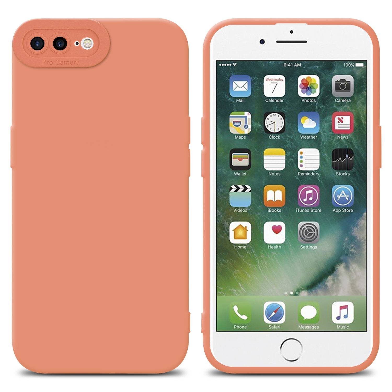 Cadorabo Hülle für Apple iPhone 7 PLUS / 7S PLUS / 8 PLUS Schutz Hülle in Orange TPU Silikon Etui Case Handyhülle