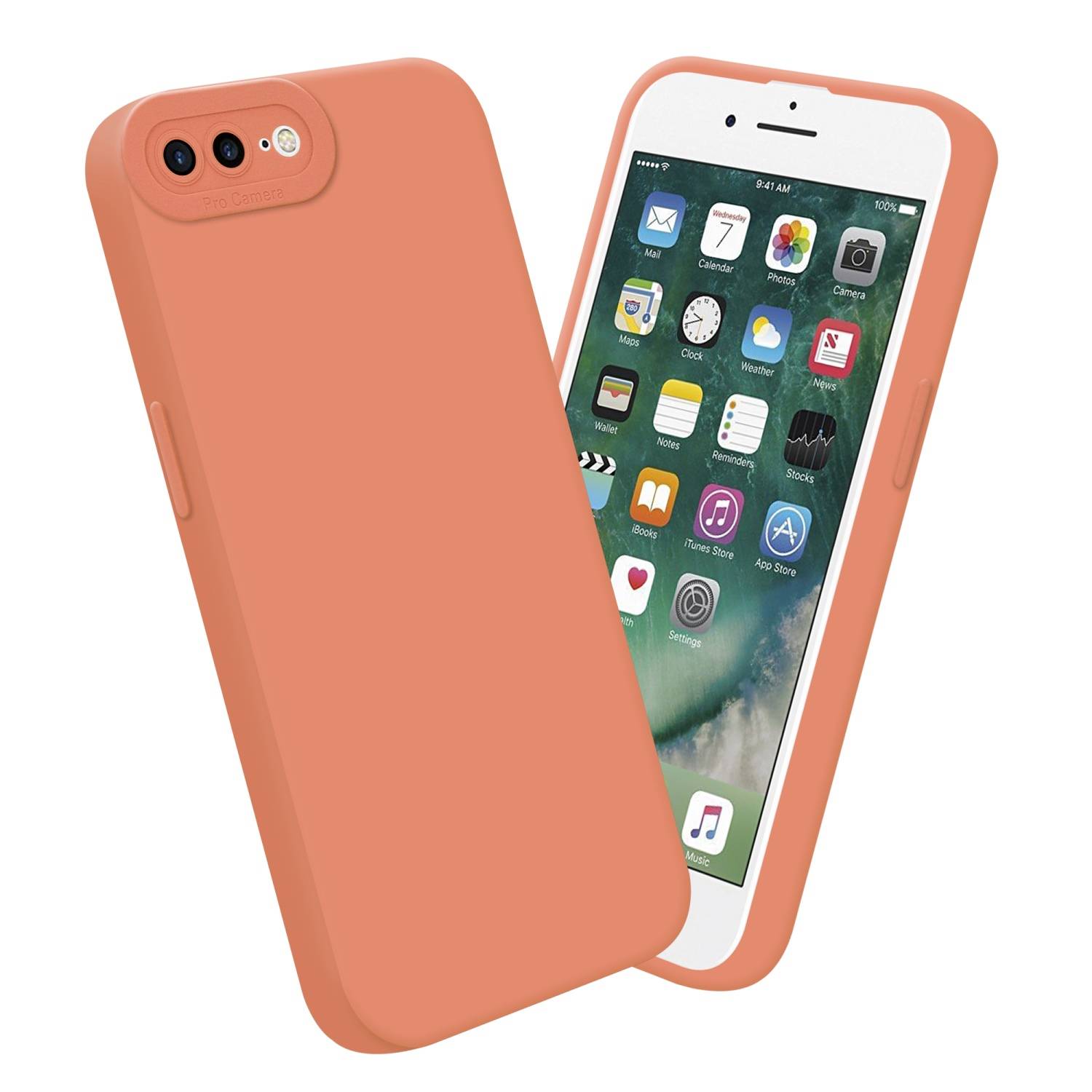 Cadorabo Hülle für Apple iPhone 7 PLUS / 7S PLUS / 8 PLUS Schutz Hülle in Orange TPU Silikon Etui Case Handyhülle