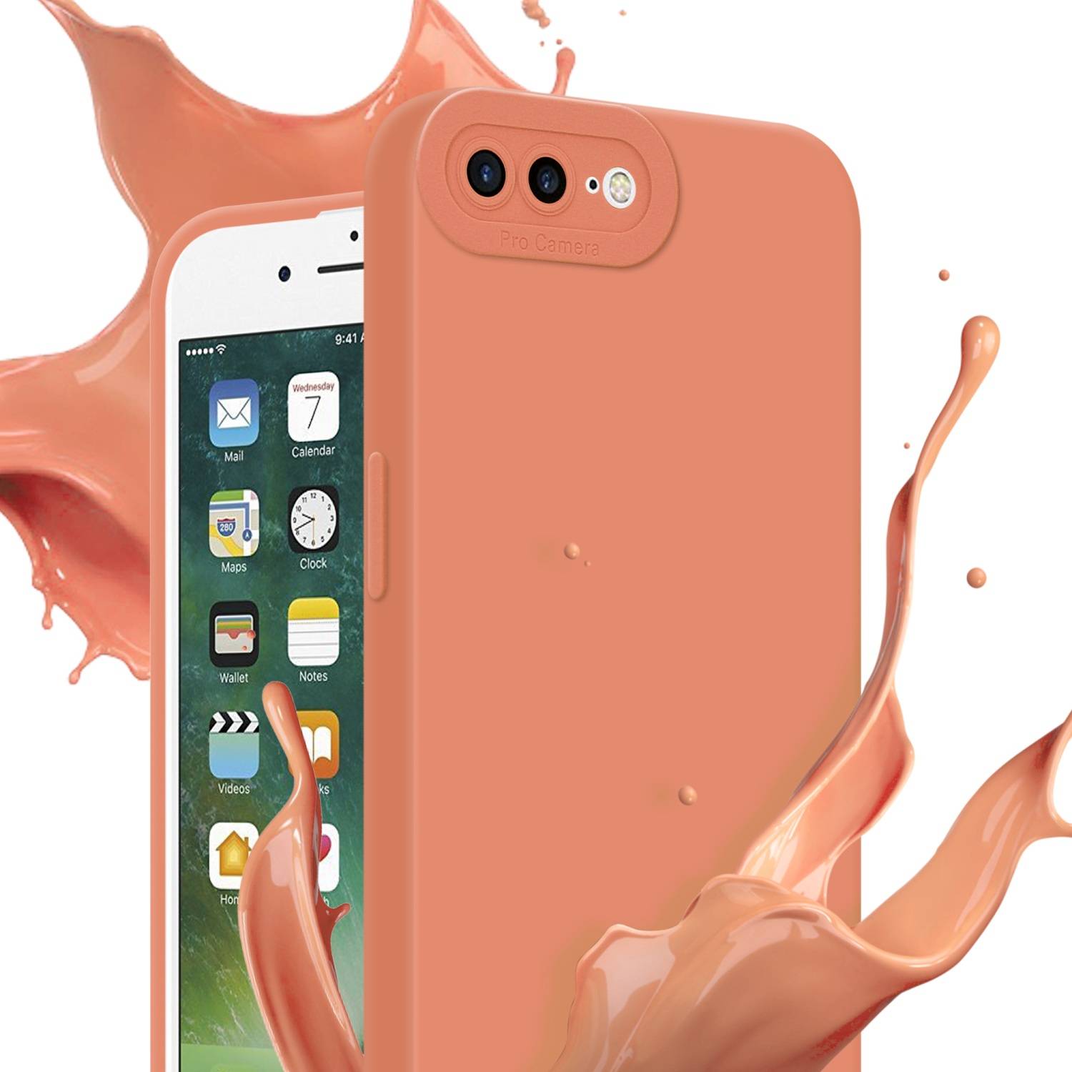 Cadorabo Hülle für Apple iPhone 7 PLUS / 7S PLUS / 8 PLUS Schutz Hülle in Orange TPU Silikon Etui Case Handyhülle