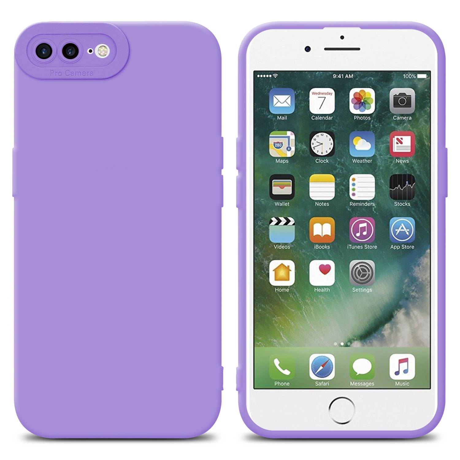 Cadorabo Hülle für Apple iPhone 7 PLUS / 7S PLUS / 8 PLUS Schutz Hülle in Lila TPU Silikon Etui Case Handyhülle