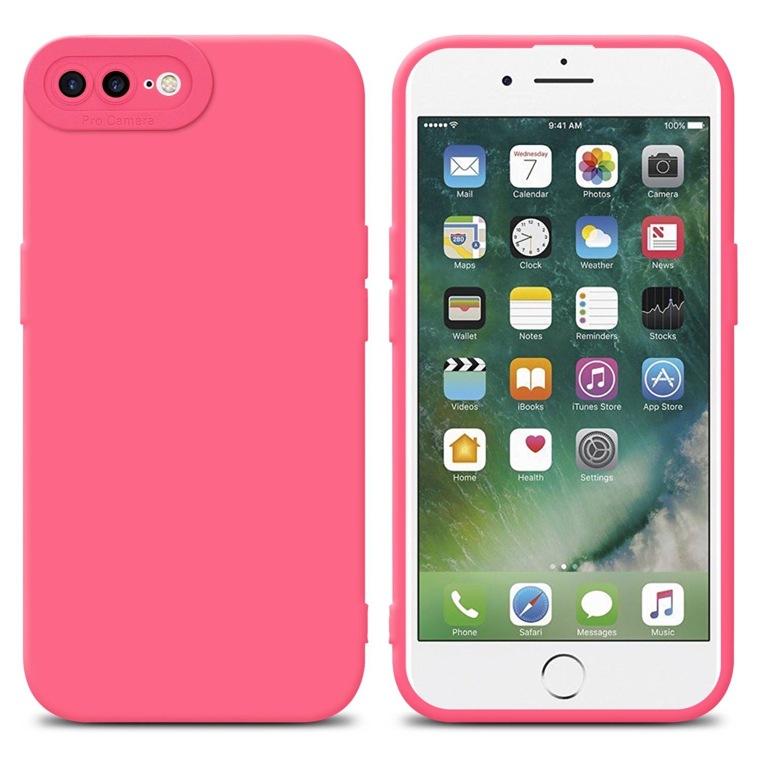 Cadorabo Hülle für Apple iPhone 7 PLUS / 7S PLUS / 8 PLUS Schutz Hülle in Rot TPU Silikon Etui Case Handyhülle