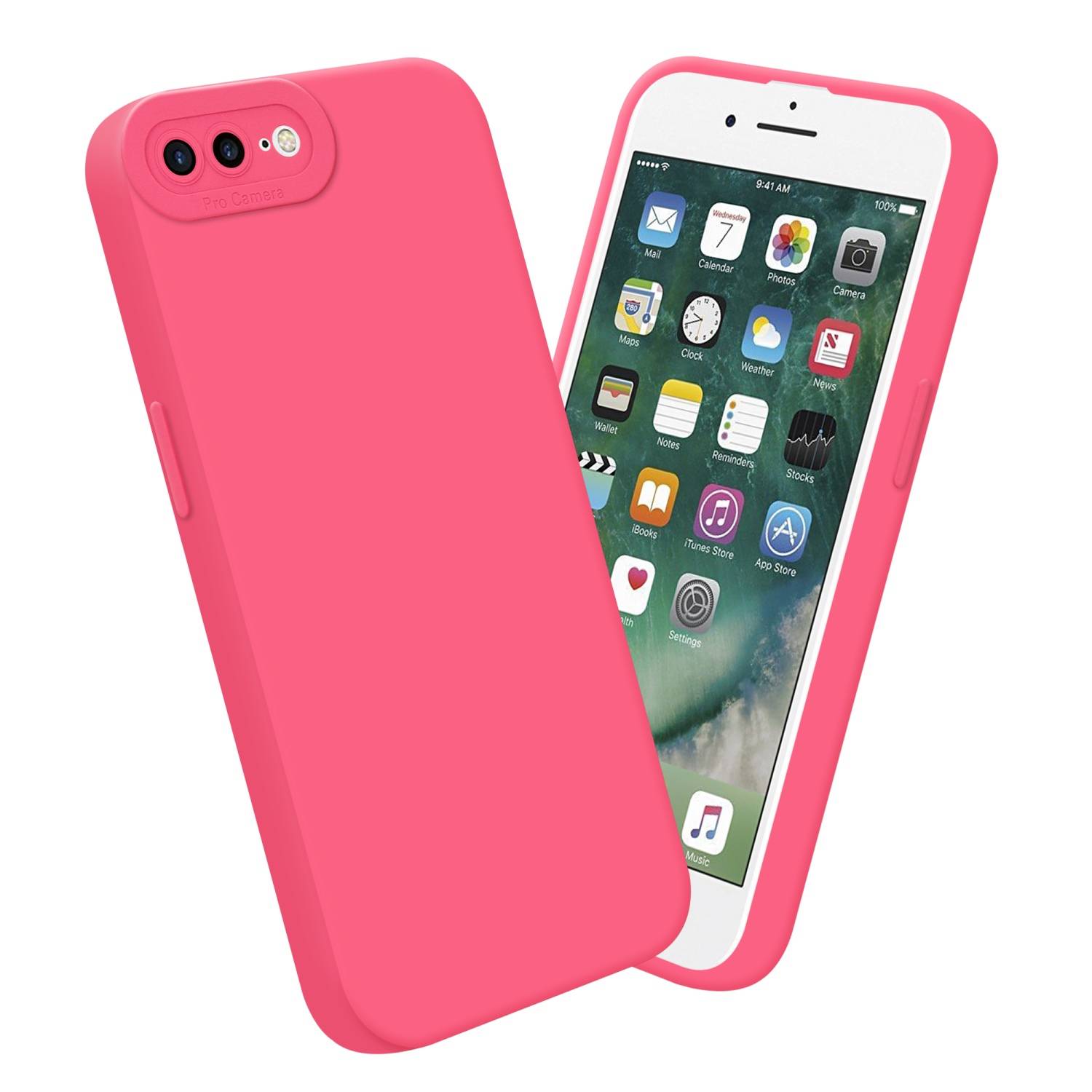 Cadorabo Hülle für Apple iPhone 7 PLUS / 7S PLUS / 8 PLUS Schutz Hülle in Rot TPU Silikon Etui Case Handyhülle