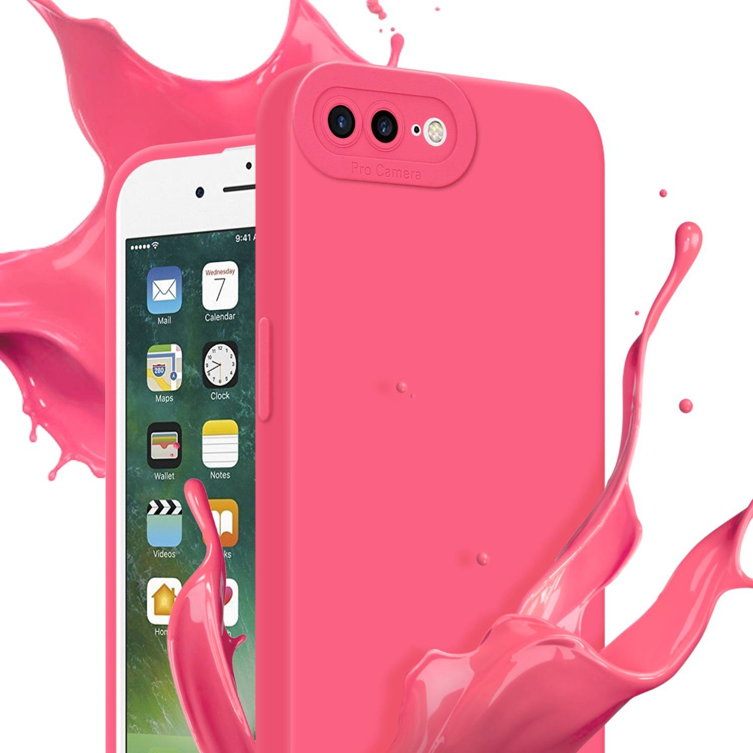 Cadorabo Hülle für Apple iPhone 7 PLUS / 7S PLUS / 8 PLUS Schutz Hülle in Rot TPU Silikon Etui Case Handyhülle