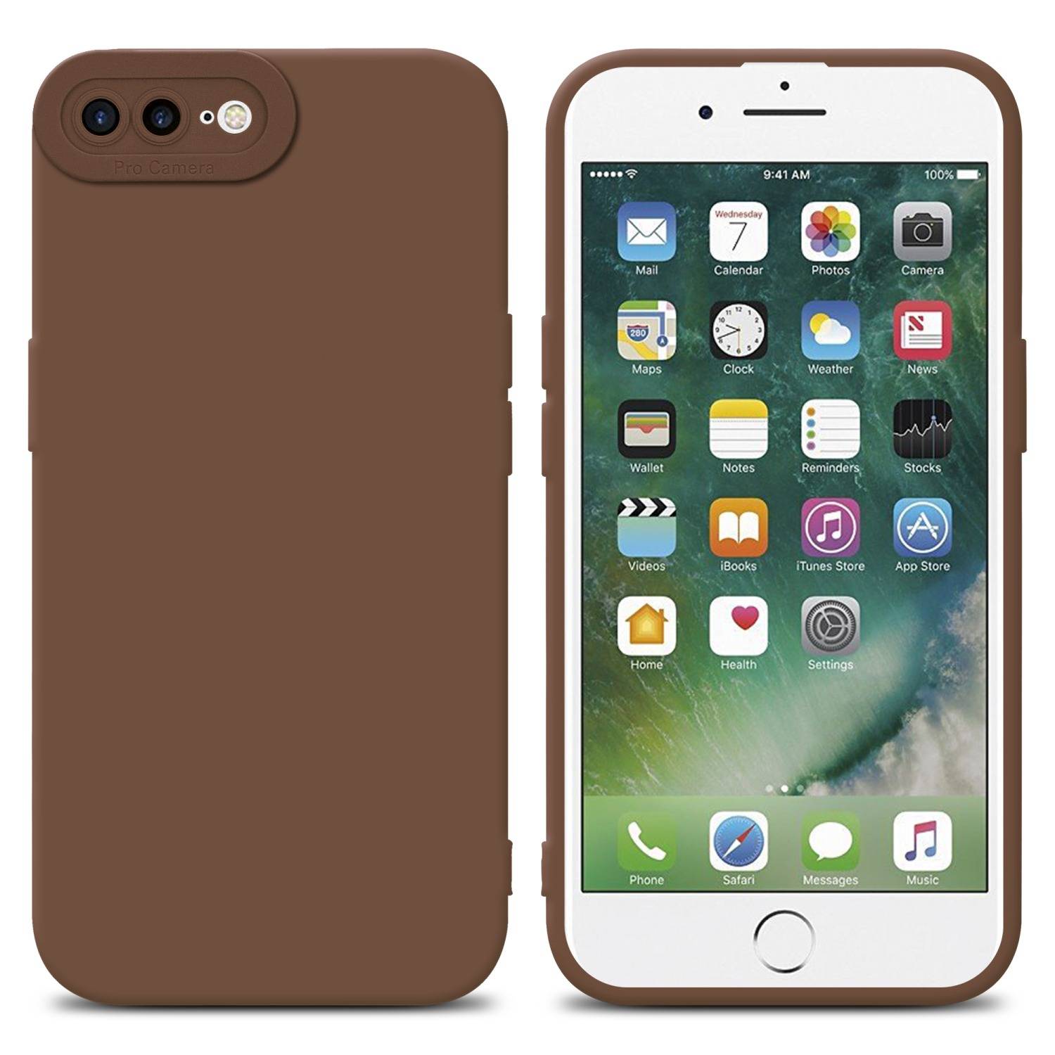 Cadorabo Hülle für Apple iPhone 7 PLUS / 7S PLUS / 8 PLUS Schutz Hülle in Braun TPU Silikon Etui Case Handyhülle