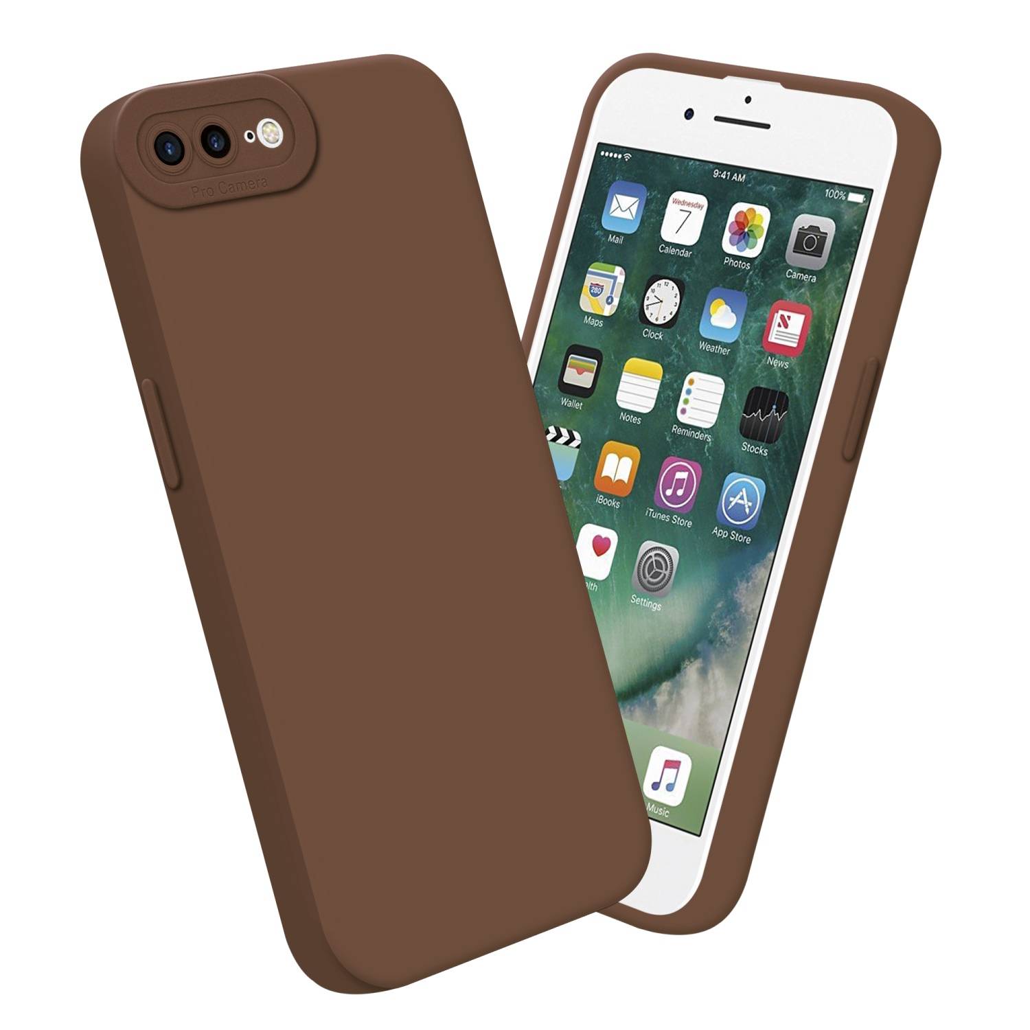 Cadorabo Hülle für Apple iPhone 7 PLUS / 7S PLUS / 8 PLUS Schutz Hülle in Braun TPU Silikon Etui Case Handyhülle