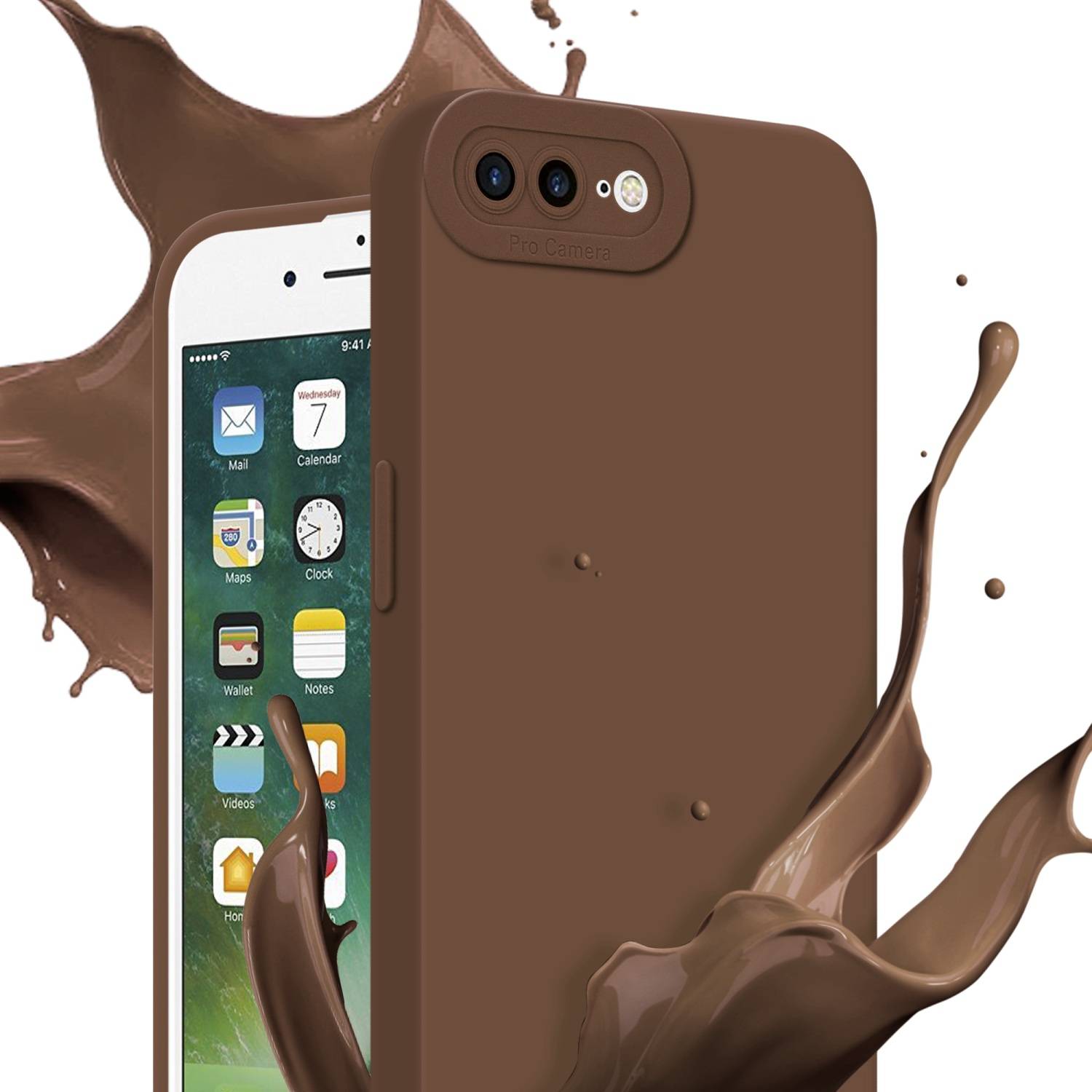 Cadorabo Hülle für Apple iPhone 7 PLUS / 7S PLUS / 8 PLUS Schutz Hülle in Braun TPU Silikon Etui Case Handyhülle