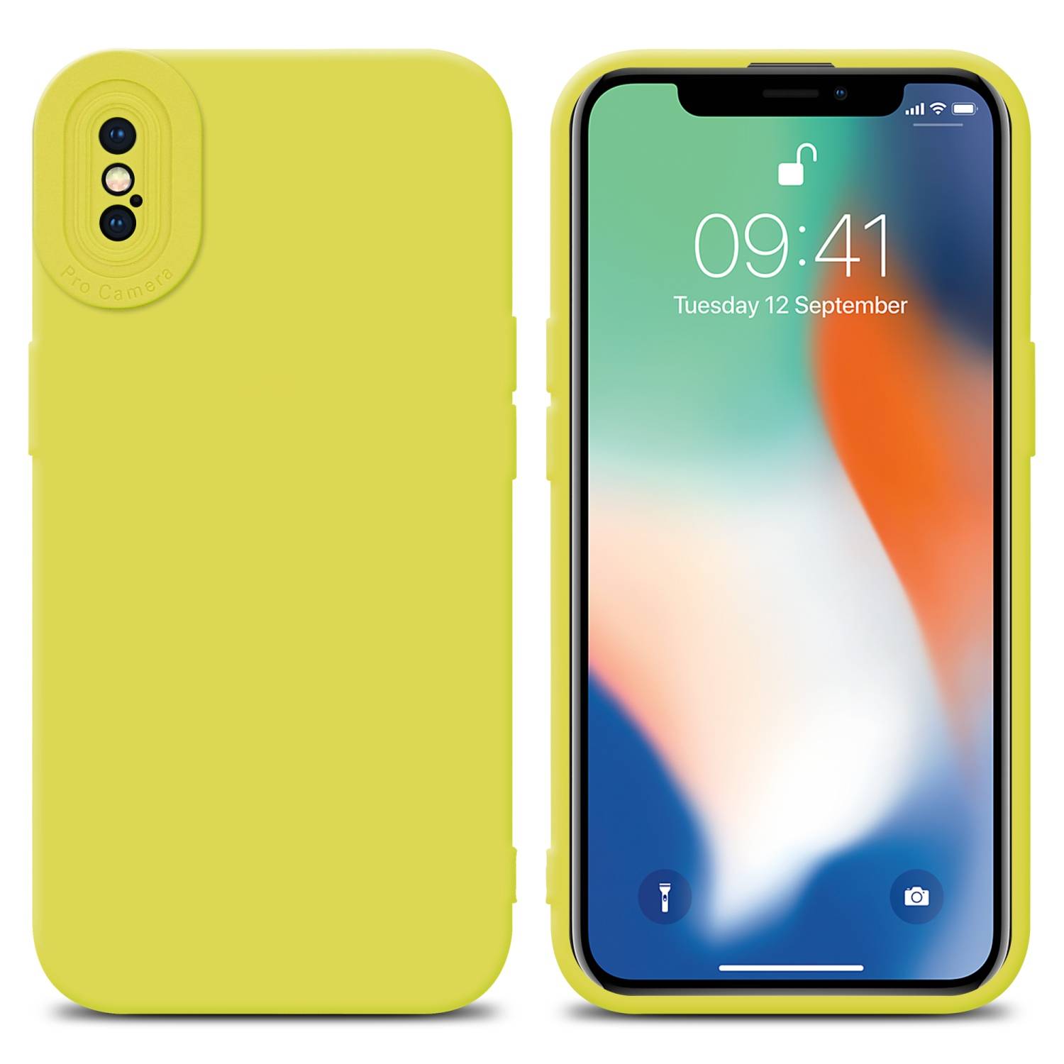 Cadorabo Hülle für Apple iPhone X / XS Schutz Hülle in Gelb TPU Silikon Etui Case Handyhülle