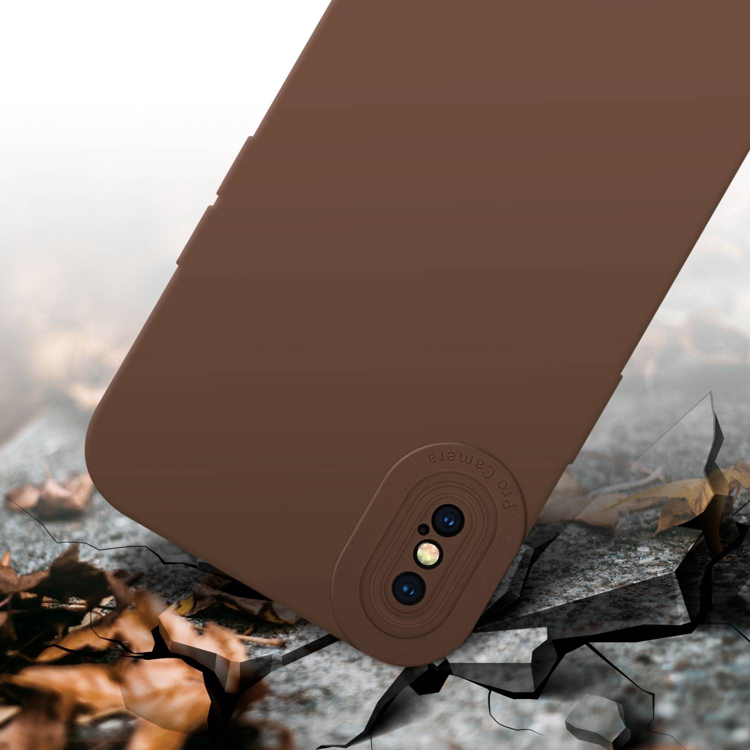 Cadorabo Hülle für Apple iPhone X / XS Schutz Hülle in Braun TPU Silikon Etui Case Handyhülle