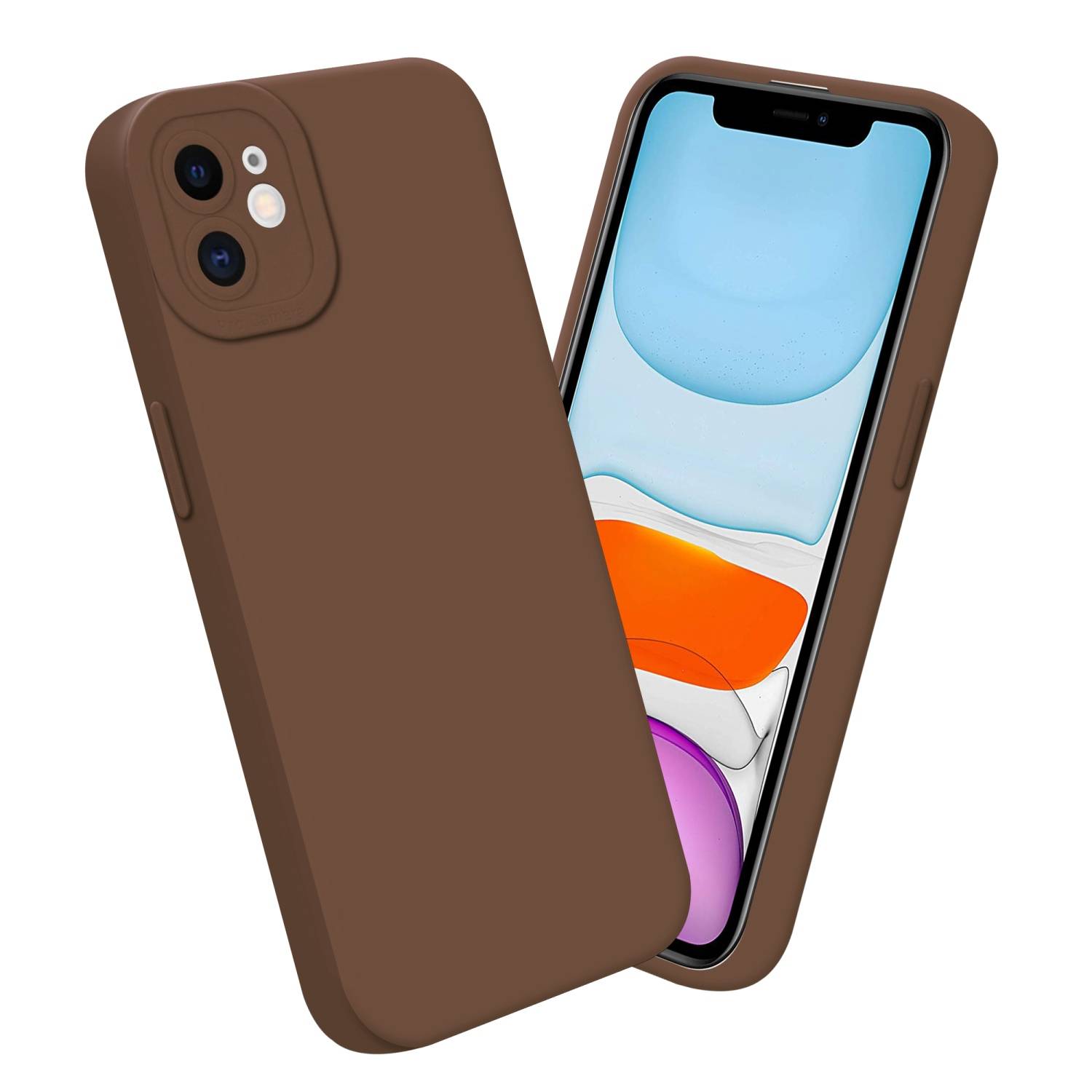 Cadorabo Hülle für Apple iPhone 11 Schutz Hülle in Braun TPU Silikon Etui Case Handyhülle