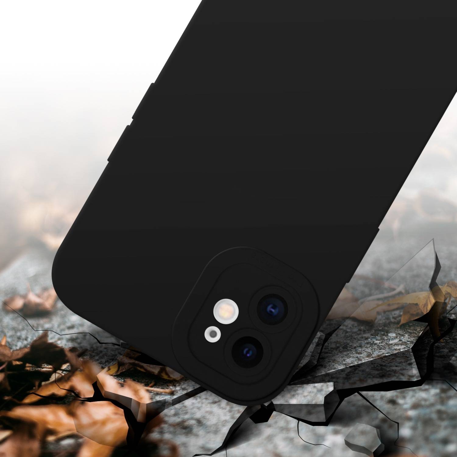 Cadorabo Hülle für Apple iPhone 12 Schutz Hülle in Schwarz TPU Silikon Etui Case Handyhülle