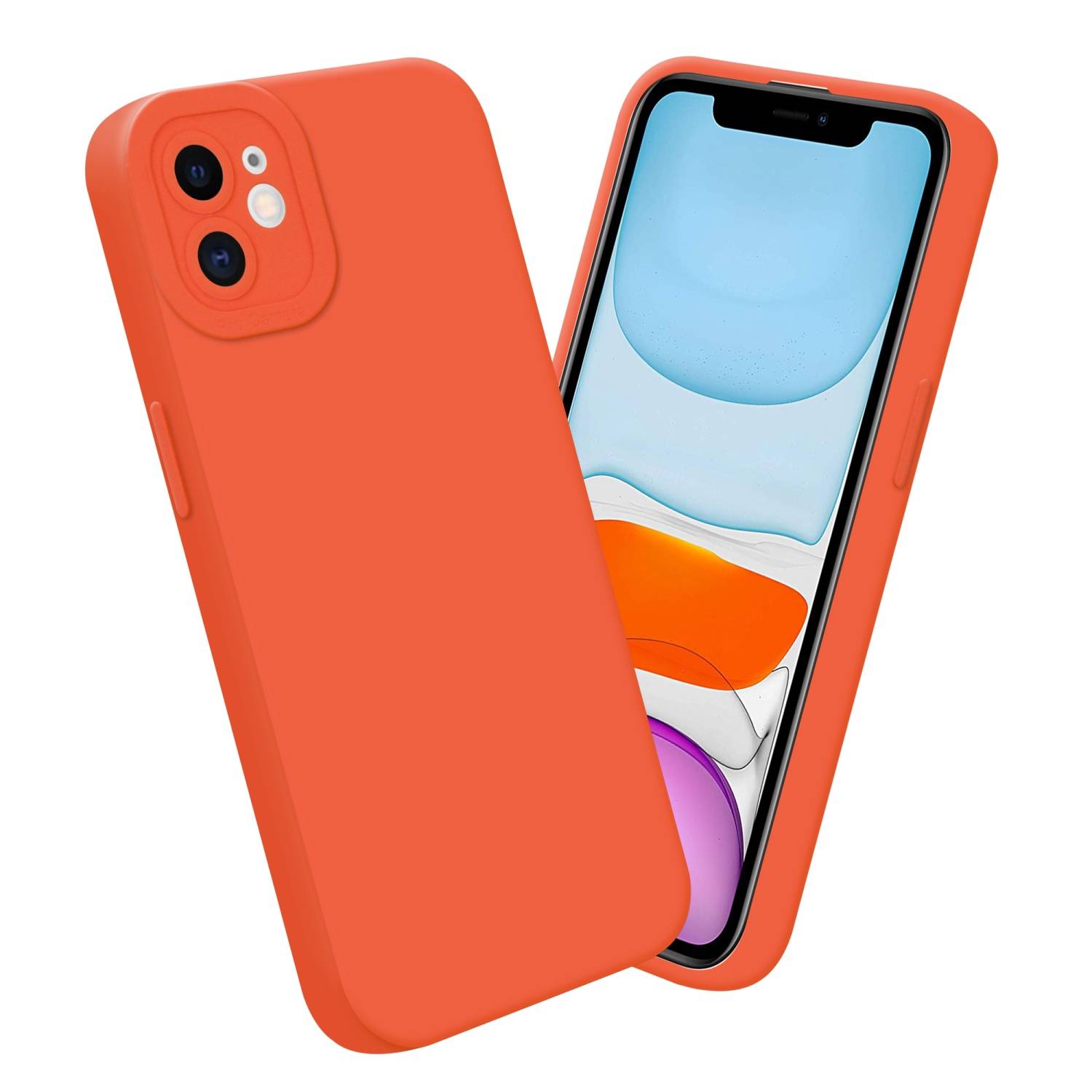 Cadorabo Hülle für Apple iPhone 12 Schutz Hülle in Orange TPU Silikon Etui Case Handyhülle