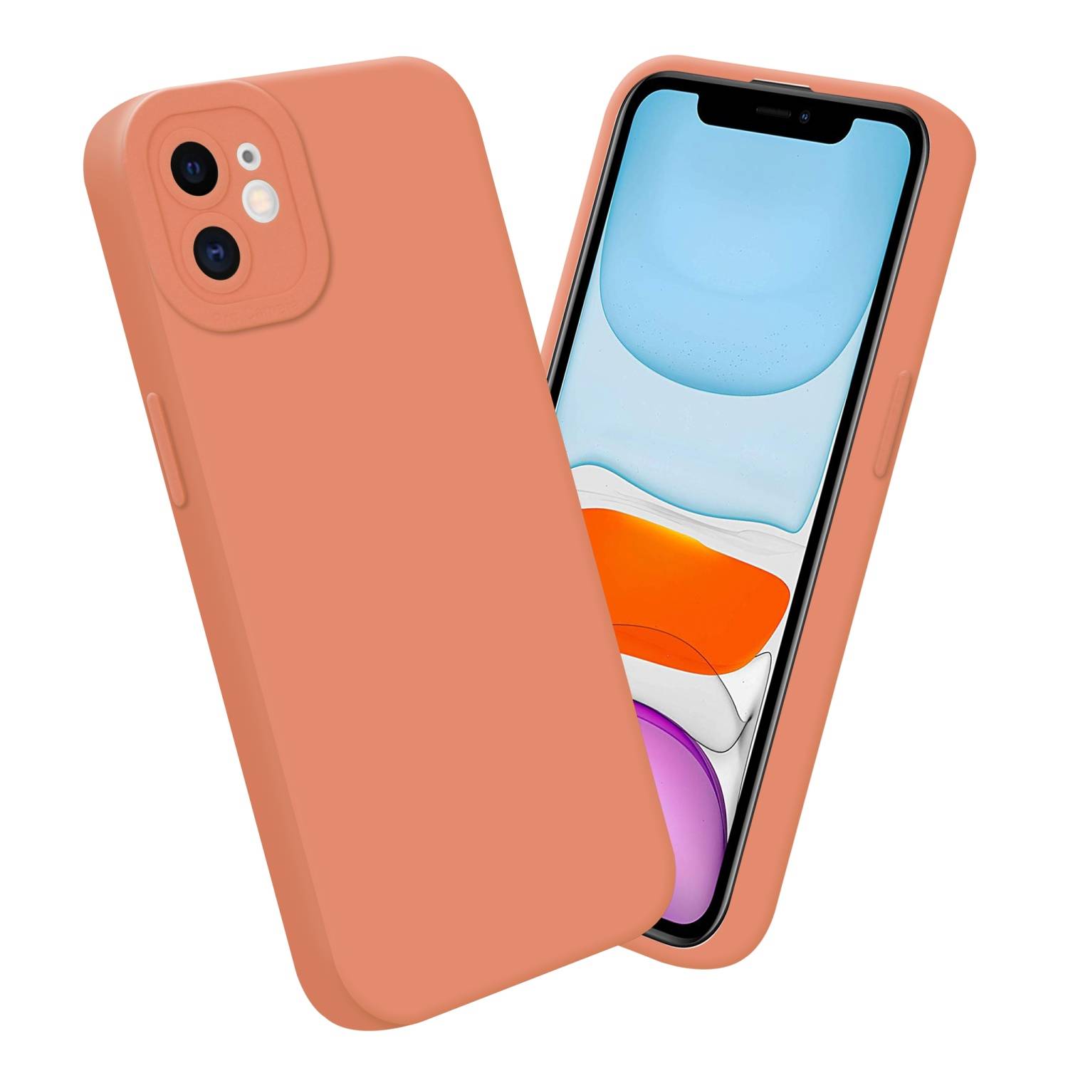 Cadorabo Hülle für Apple iPhone 12 Schutz Hülle in Orange TPU Silikon Etui Case Handyhülle