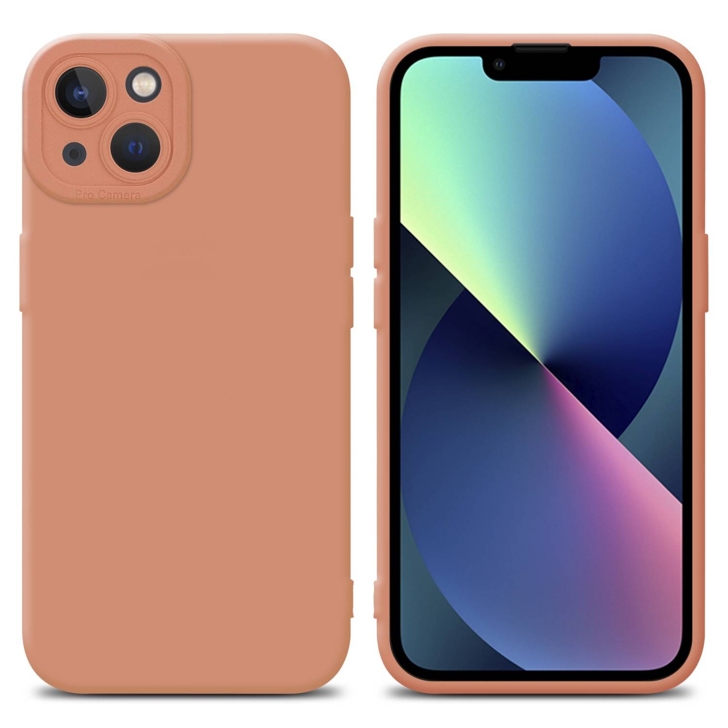 Cadorabo Hülle für Apple iPhone 13 Schutz Hülle in Orange TPU Silikon Etui Case Handyhülle
