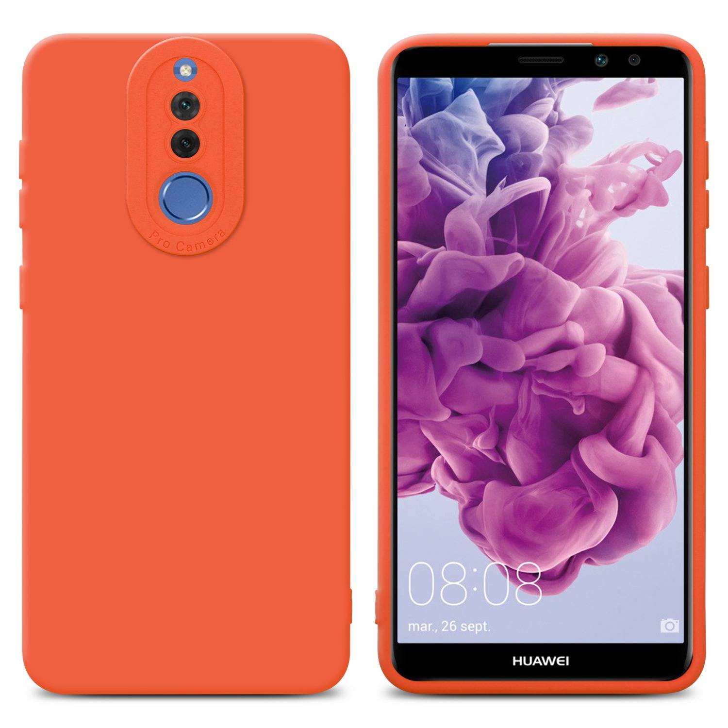 Cadorabo Hülle für Huawei MATE 10 LITE Schutz Hülle in Orange TPU Silikon Etui Case Handyhülle