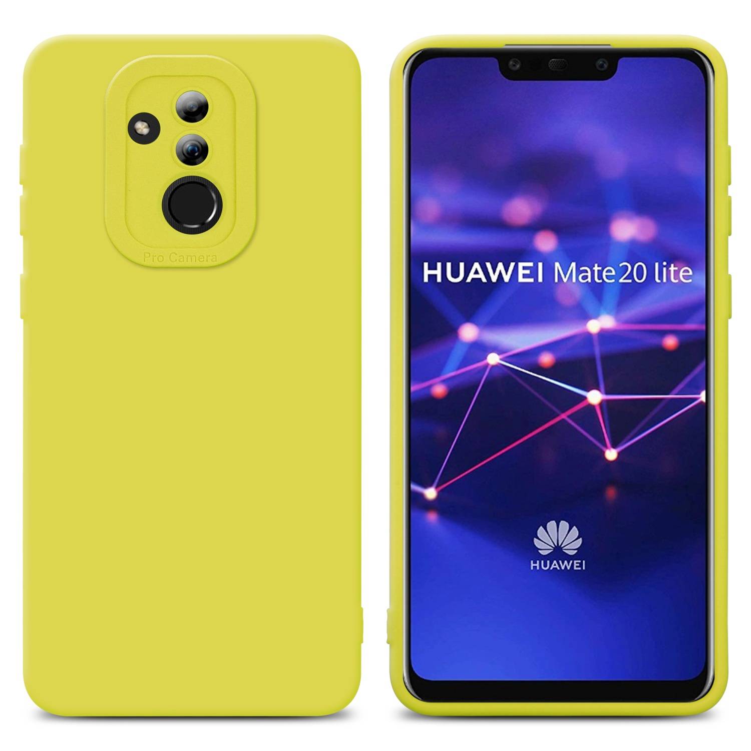 Cadorabo Hülle für Huawei MATE 20 LITE Schutz Hülle in Gelb TPU Silikon Etui Case Handyhülle