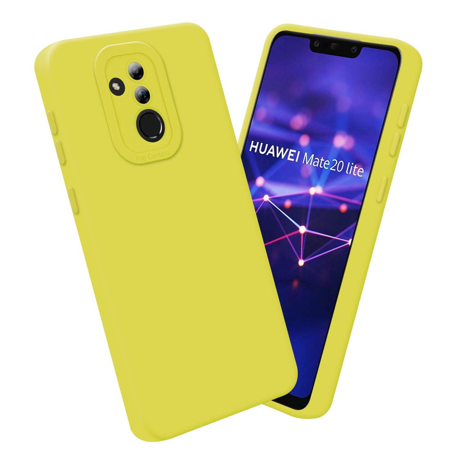 Cadorabo Hülle für Huawei MATE 20 LITE Schutz Hülle in Gelb TPU Silikon Etui Case Handyhülle
