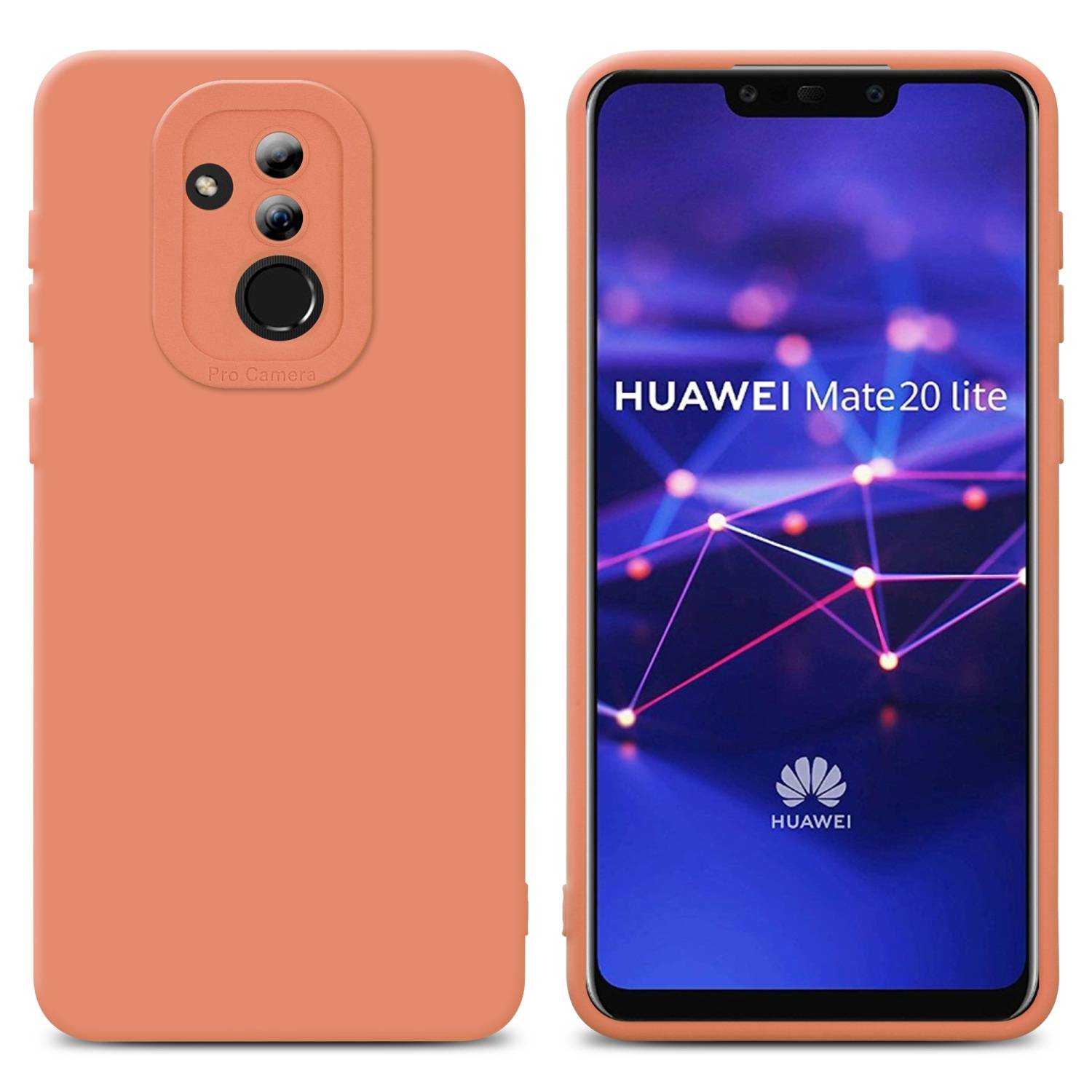 Cadorabo Hülle für Huawei MATE 20 LITE Schutz Hülle in Orange TPU Silikon Etui Case Handyhülle