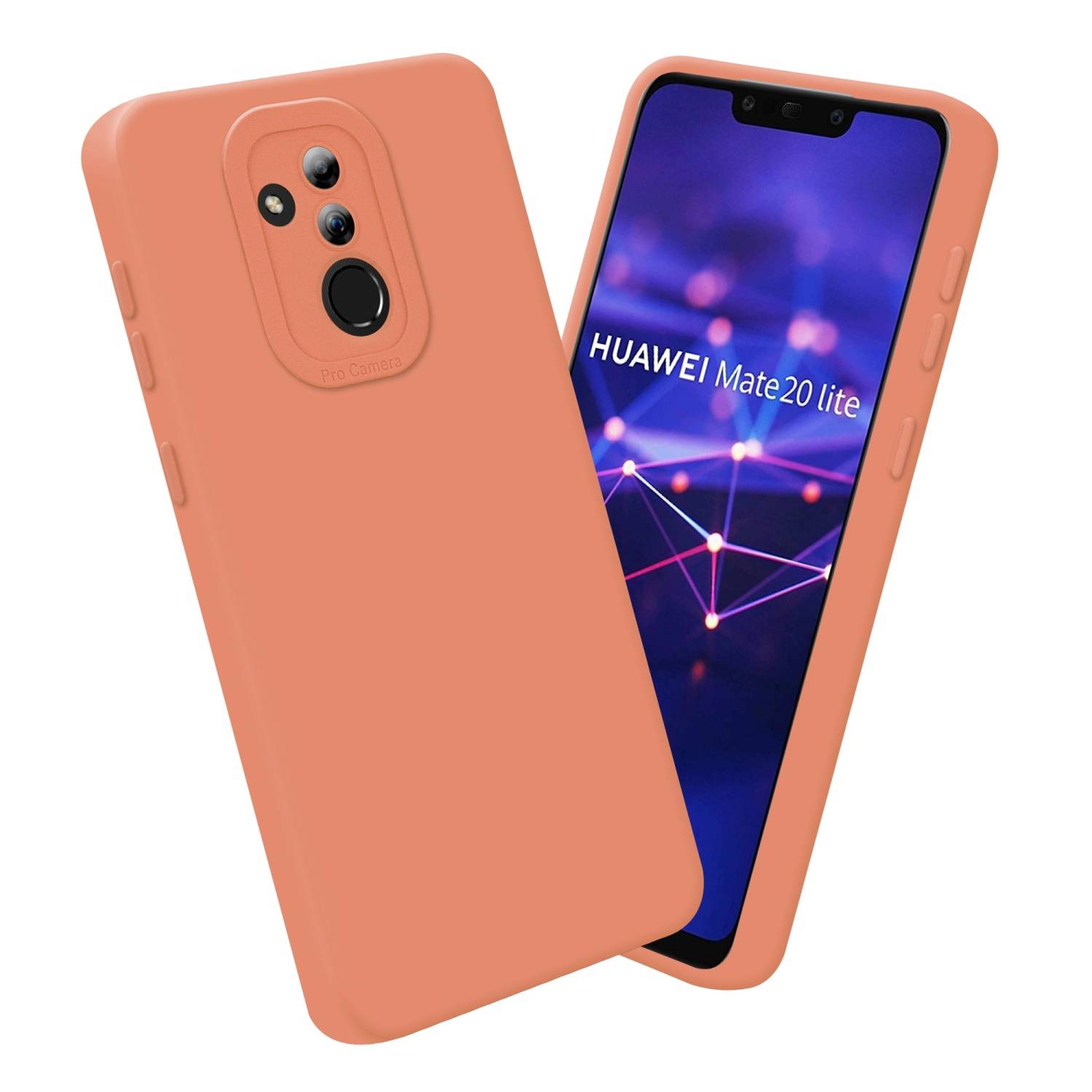 Cadorabo Hülle für Huawei MATE 20 LITE Schutz Hülle in Orange TPU Silikon Etui Case Handyhülle