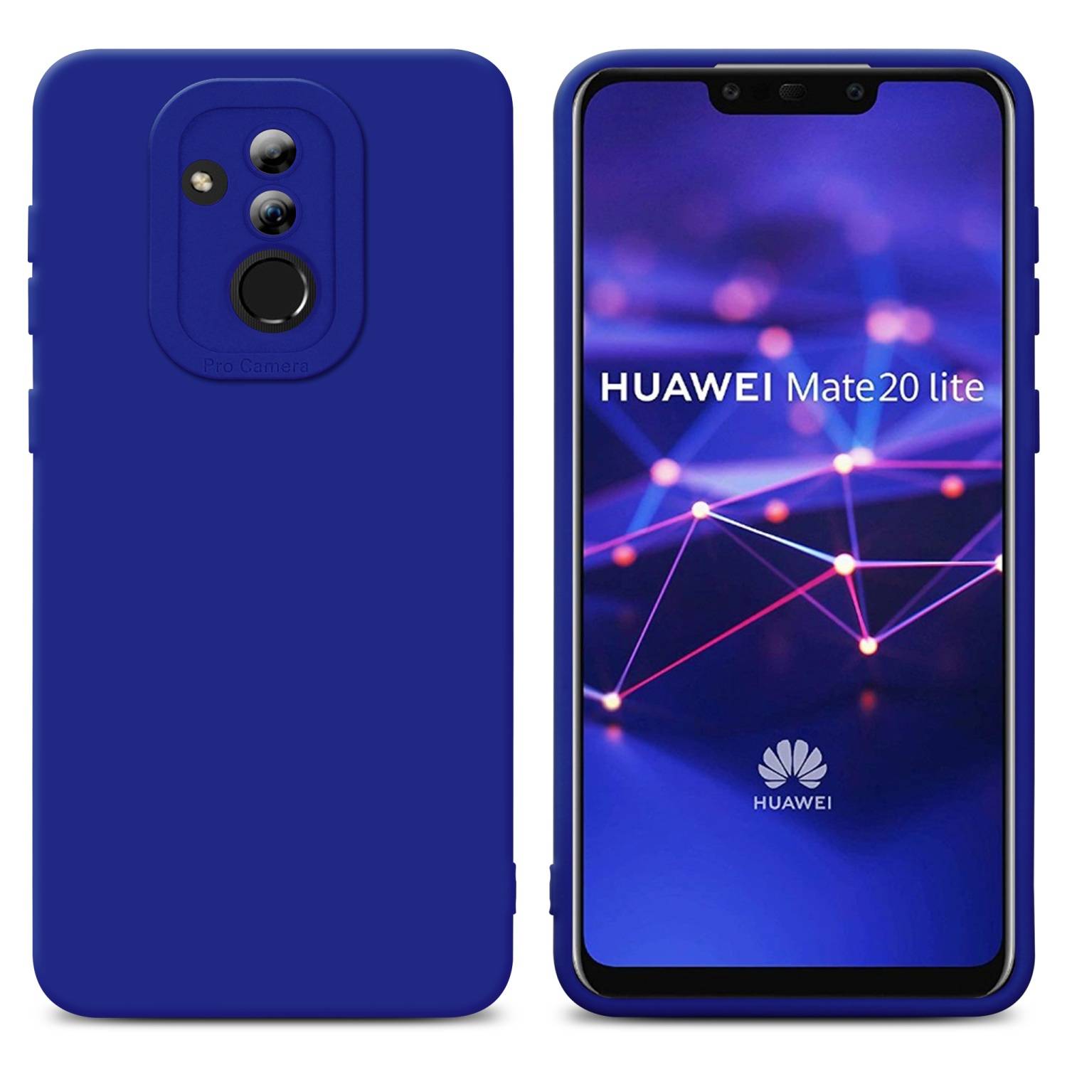 Cadorabo Hülle für Huawei MATE 20 LITE Schutz Hülle in Blau TPU Silikon Etui Case Handyhülle