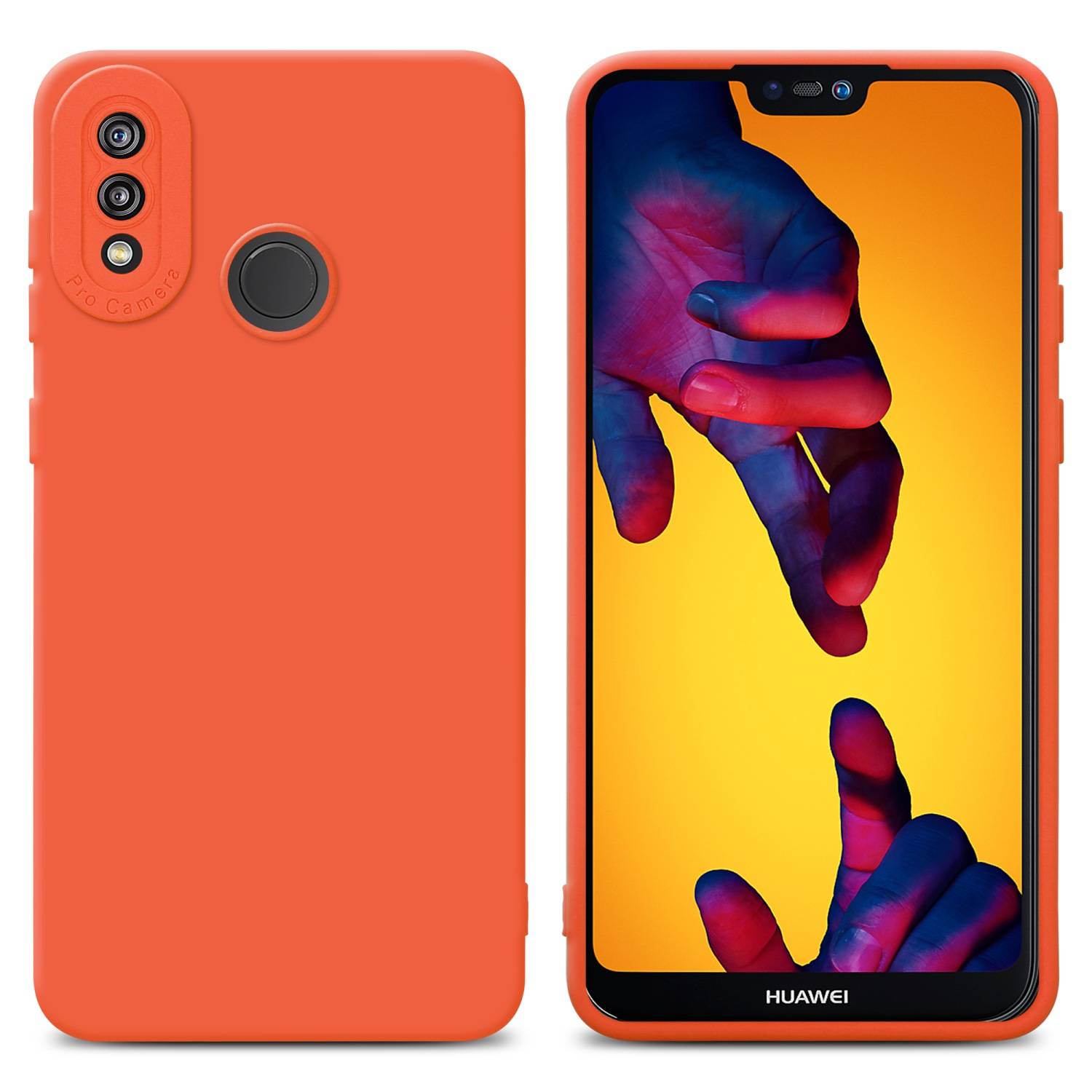 Cadorabo Hülle für Huawei P20 LITE 2018 / NOVA 3E Schutz Hülle in Orange TPU Silikon Etui Case Handyhülle