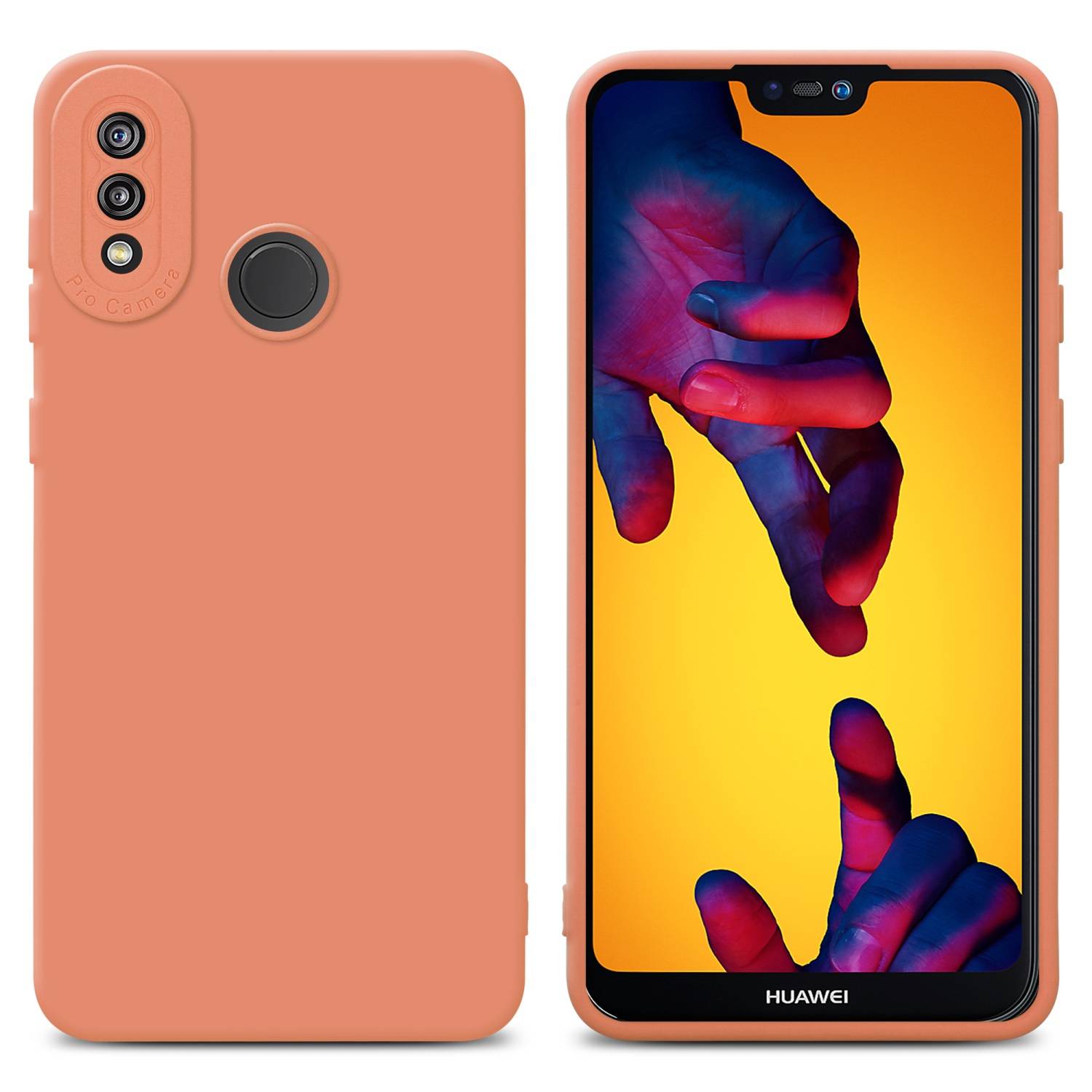 Cadorabo Hülle für Huawei P20 LITE 2018 / NOVA 3E Schutz Hülle in Orange TPU Silikon Etui Case Handyhülle