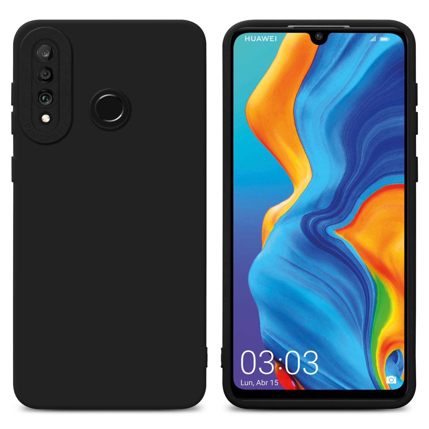 Cadorabo Hülle für Huawei P30 LITE Schutz Hülle in Schwarz TPU Silikon Etui Case Handyhülle