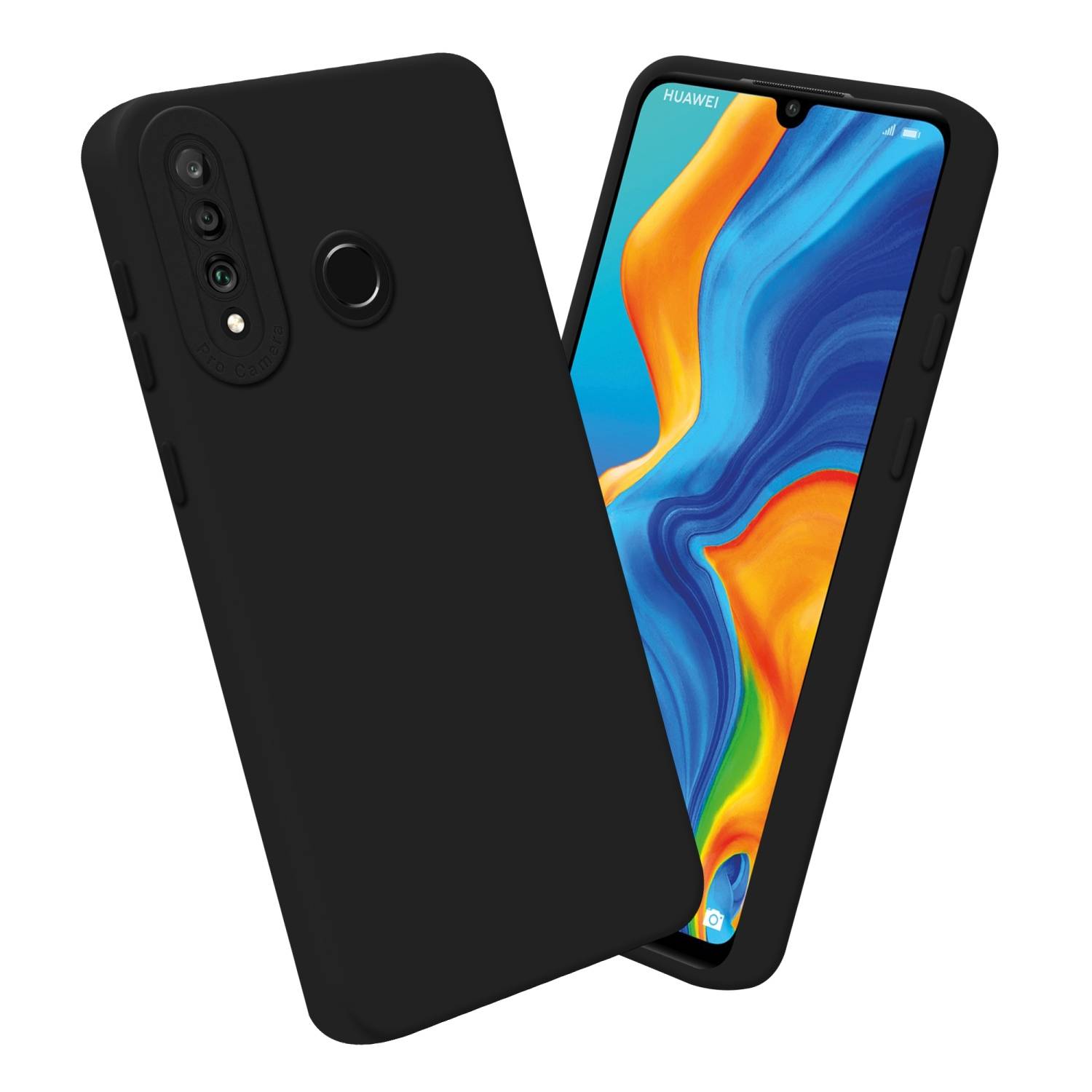 Cadorabo Hülle für Huawei P30 LITE Schutz Hülle in Schwarz TPU Silikon Etui Case Handyhülle