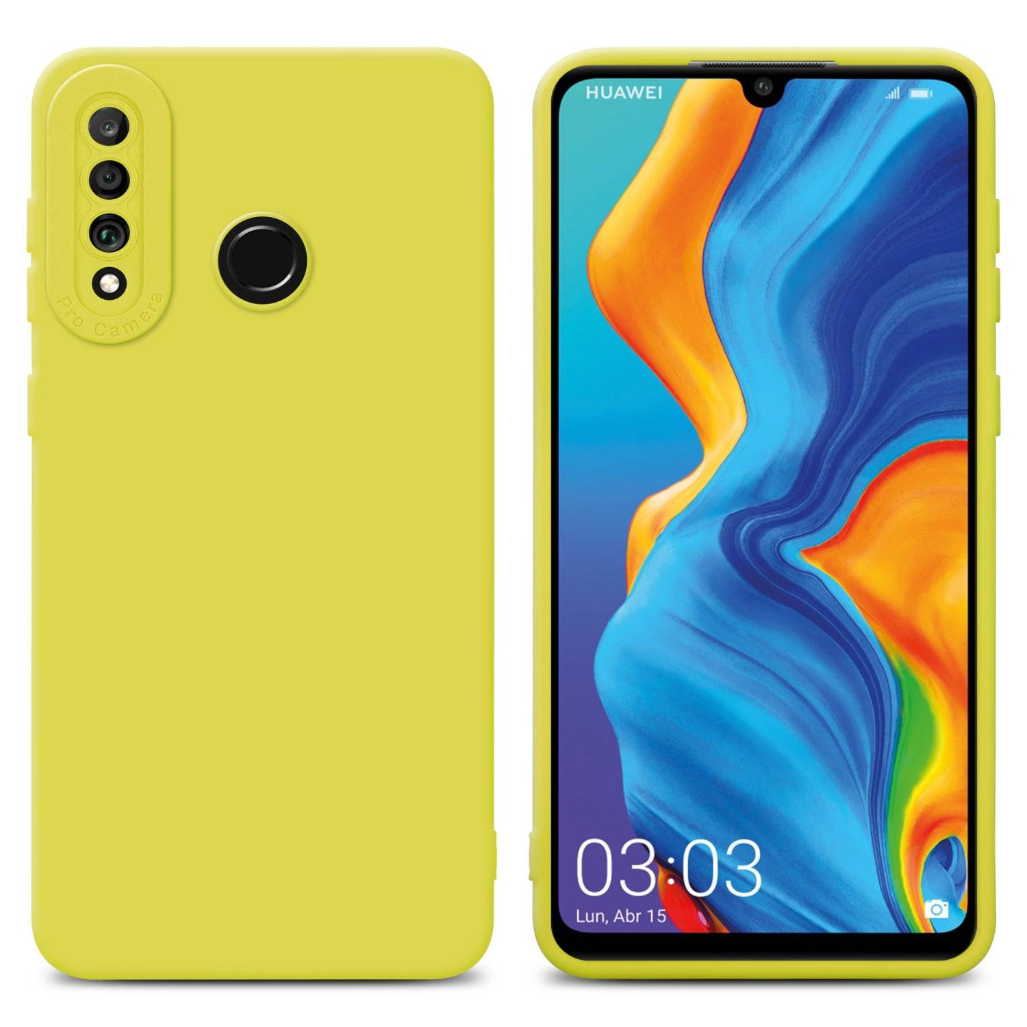 Cadorabo Hülle für Huawei P30 LITE Schutz Hülle in Gelb TPU Silikon Etui Case Handyhülle