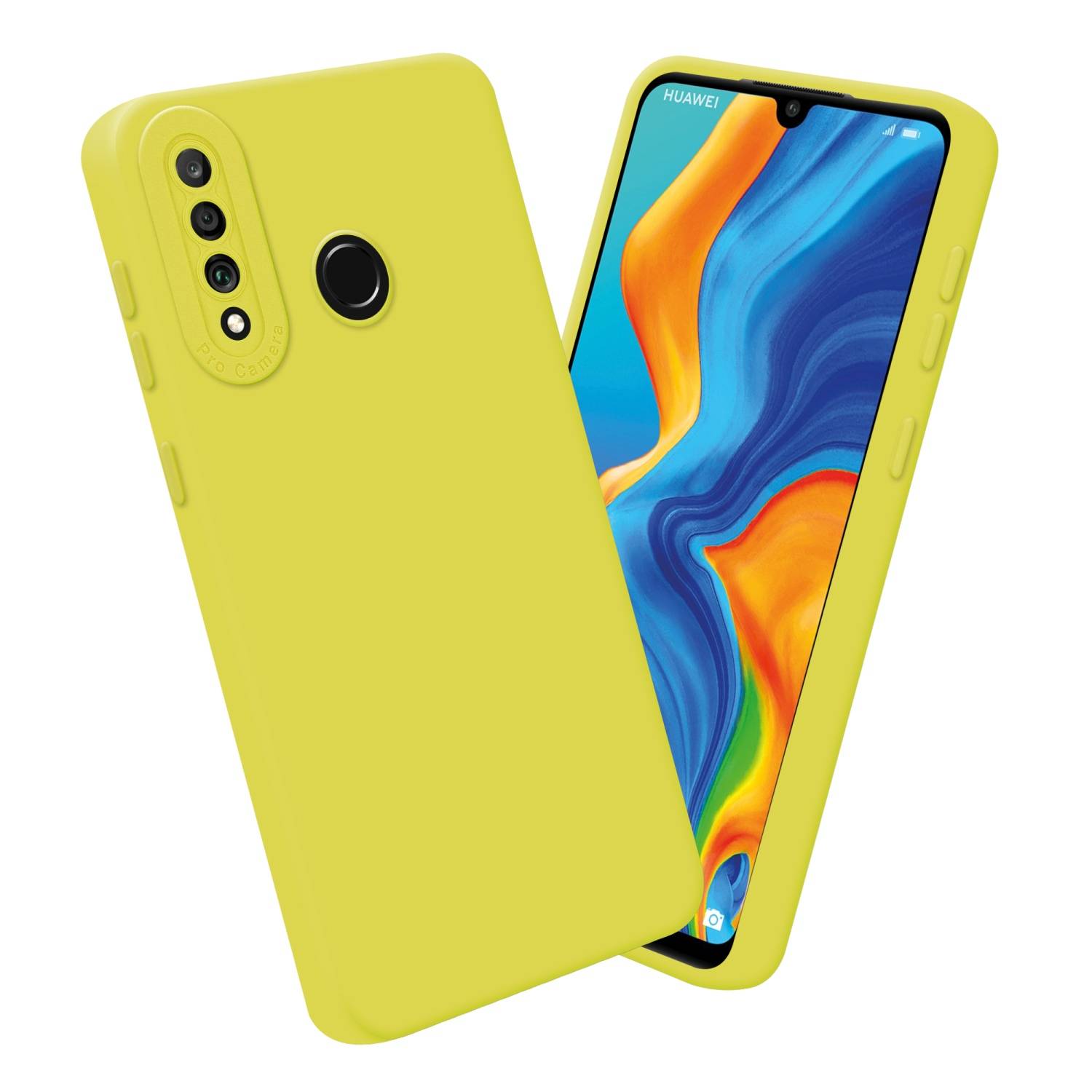 Cadorabo Hülle für Huawei P30 LITE Schutz Hülle in Gelb TPU Silikon Etui Case Handyhülle