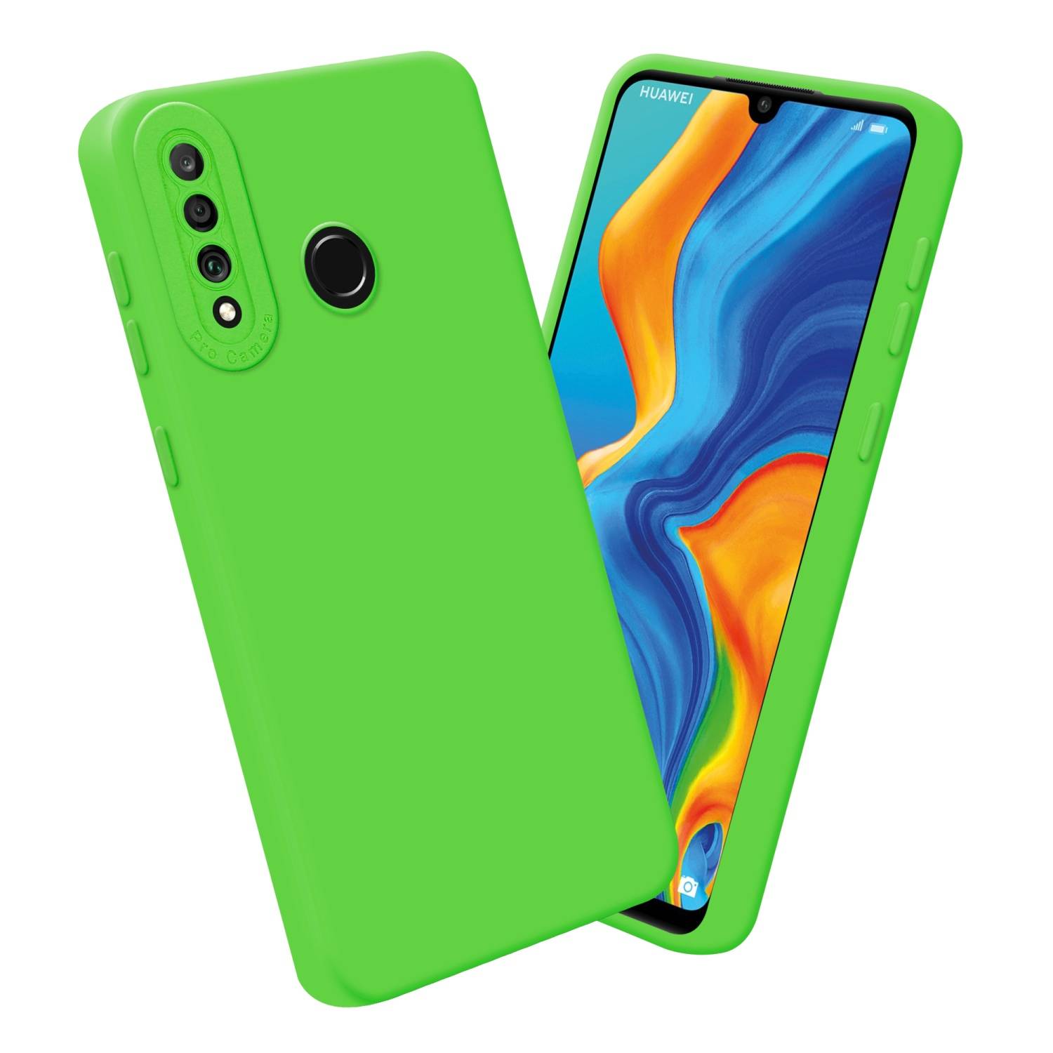 Cadorabo Hülle für Huawei P30 LITE Schutz Hülle in Grün TPU Silikon Etui Case Handyhülle