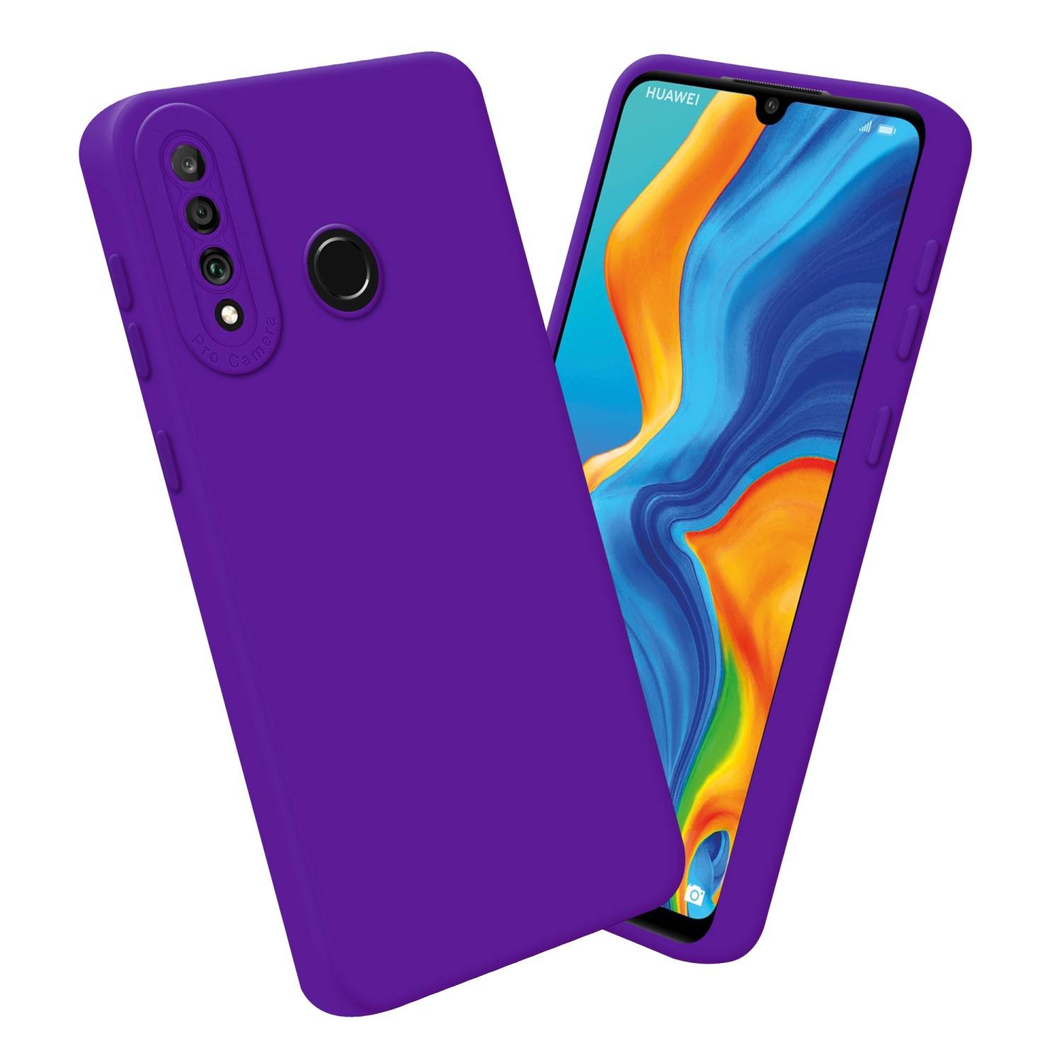 Cadorabo Hülle für Huawei P30 LITE Schutz Hülle in Lila TPU Silikon Etui Case Handyhülle