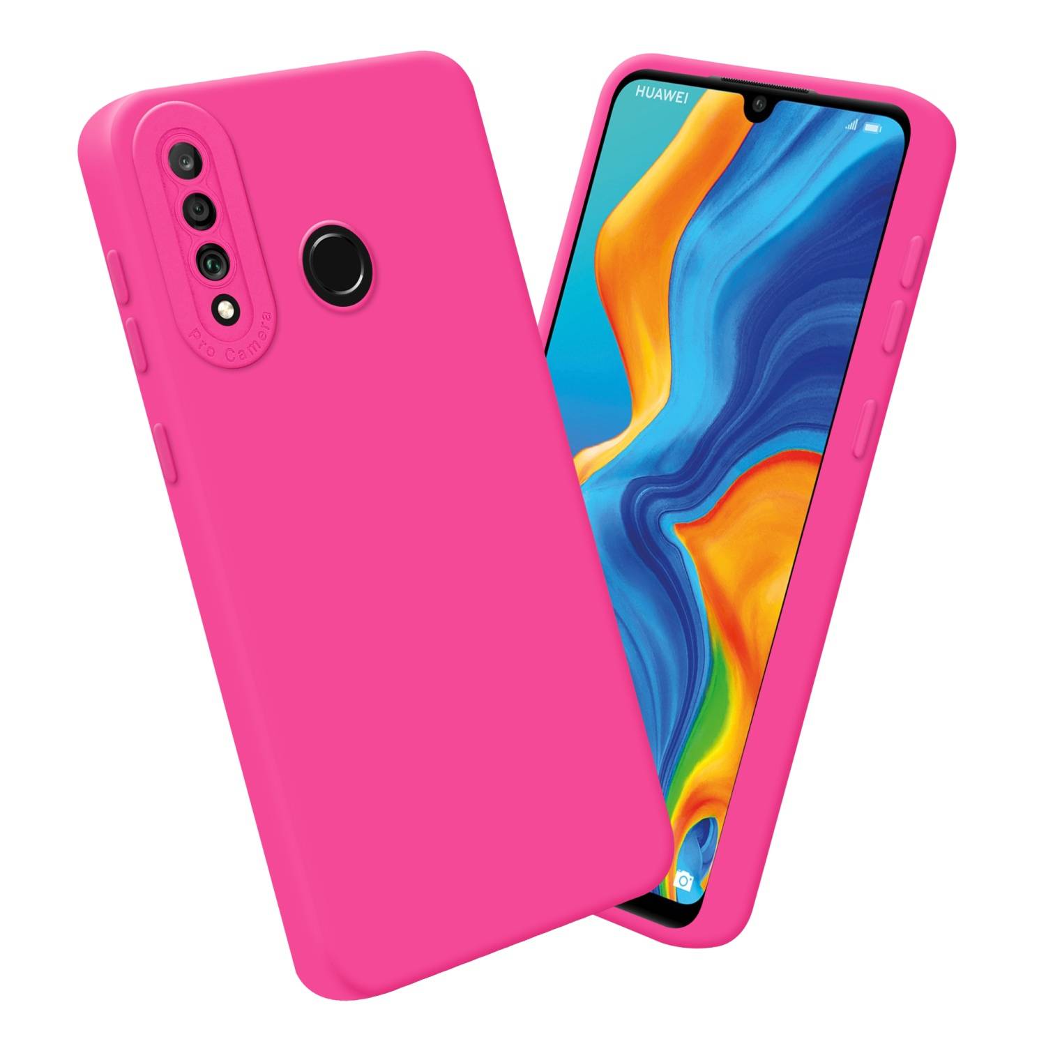 Cadorabo Hülle für Huawei P30 LITE Schutz Hülle in Pink TPU Silikon Etui Case Handyhülle