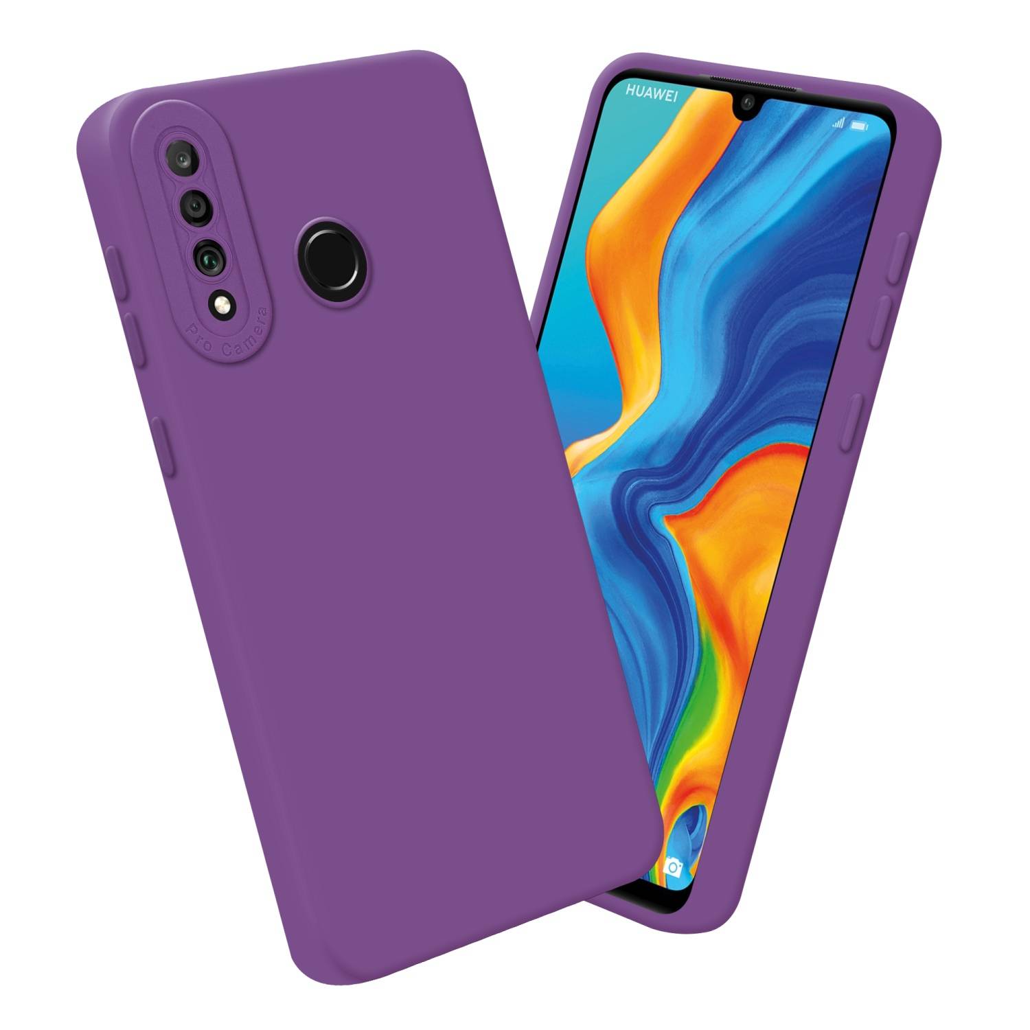 Cadorabo Hülle für Huawei P30 LITE Schutz Hülle in Lila TPU Silikon Etui Case Handyhülle