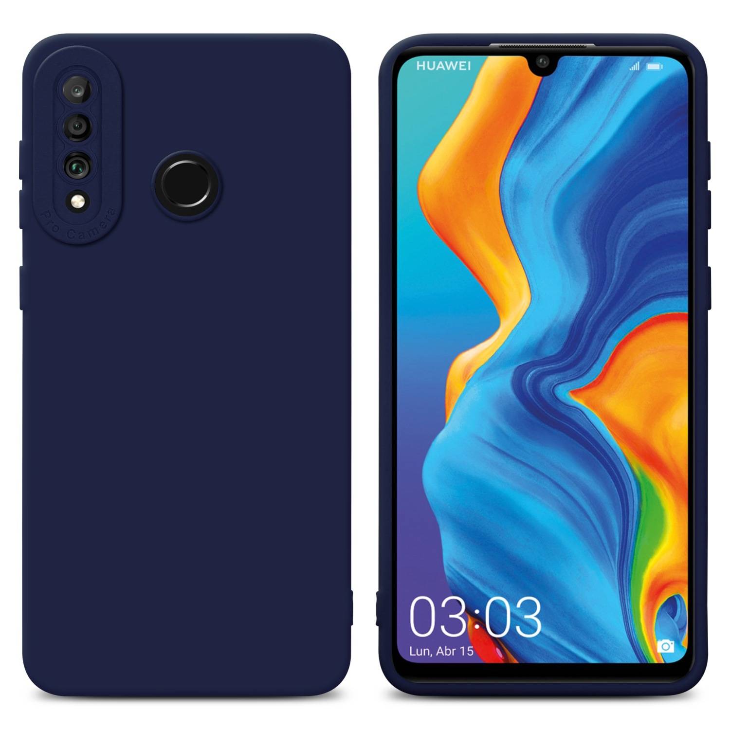 Cadorabo Hülle für Huawei P30 LITE Schutz Hülle in Blau TPU Silikon Etui Case Handyhülle