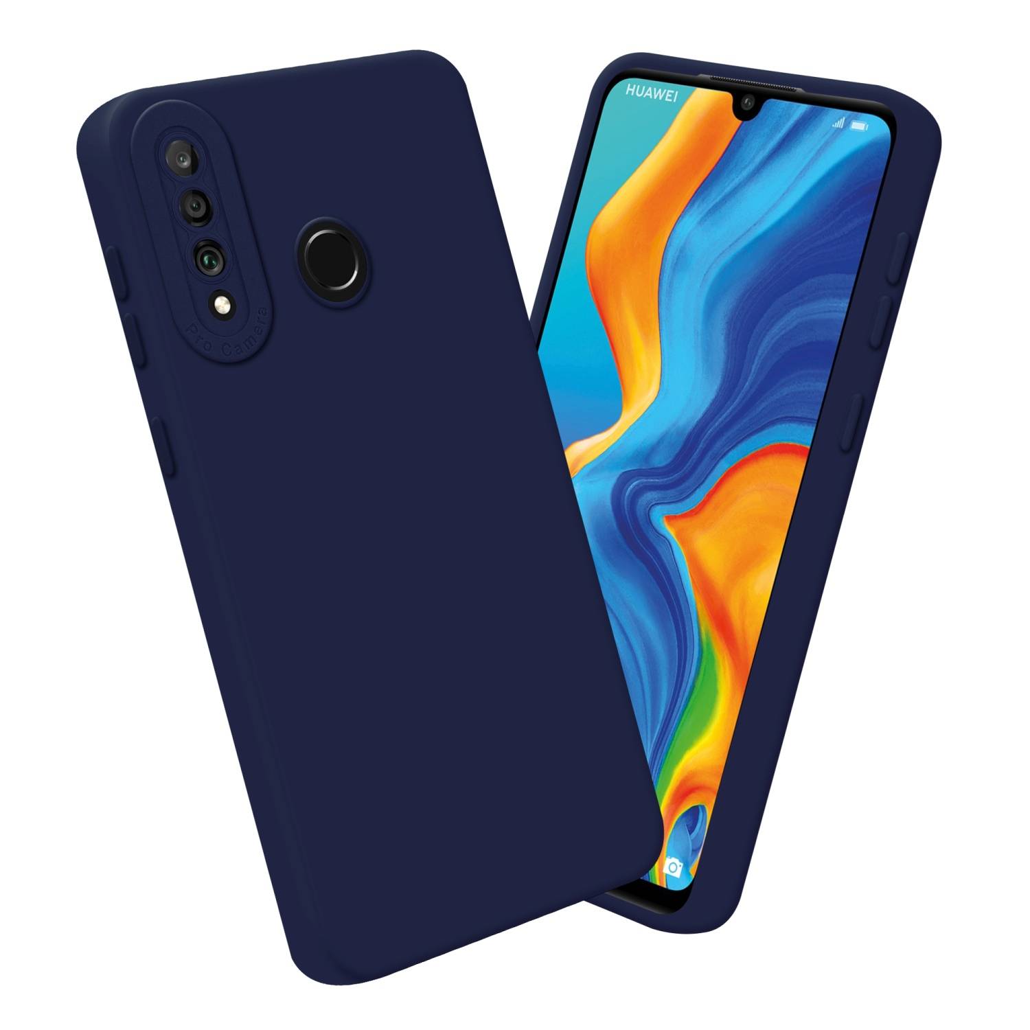 Cadorabo Hülle für Huawei P30 LITE Schutz Hülle in Blau TPU Silikon Etui Case Handyhülle