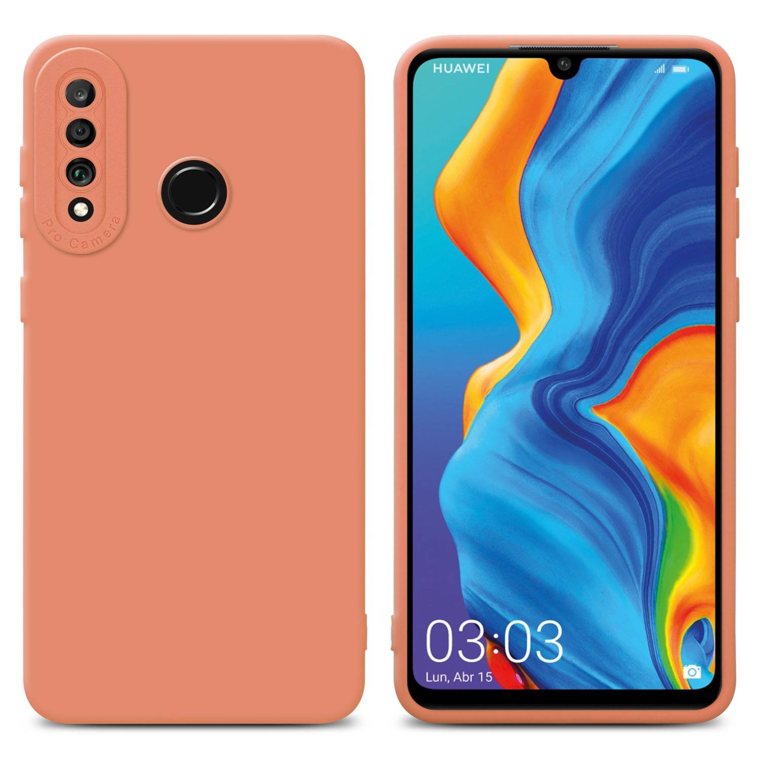 Cadorabo Hülle für Huawei P30 LITE Schutz Hülle in Orange TPU Silikon Etui Case Handyhülle