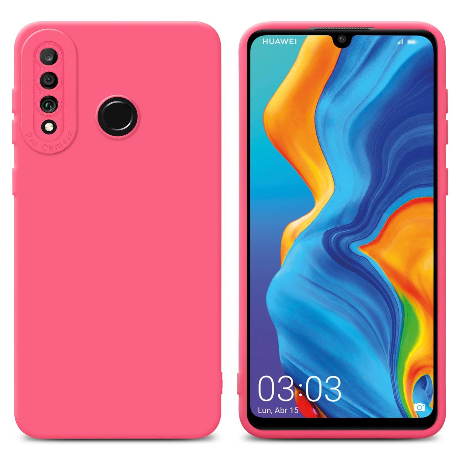 Cadorabo Hülle für Huawei P30 LITE Schutz Hülle in Rot TPU Silikon Etui Case Handyhülle