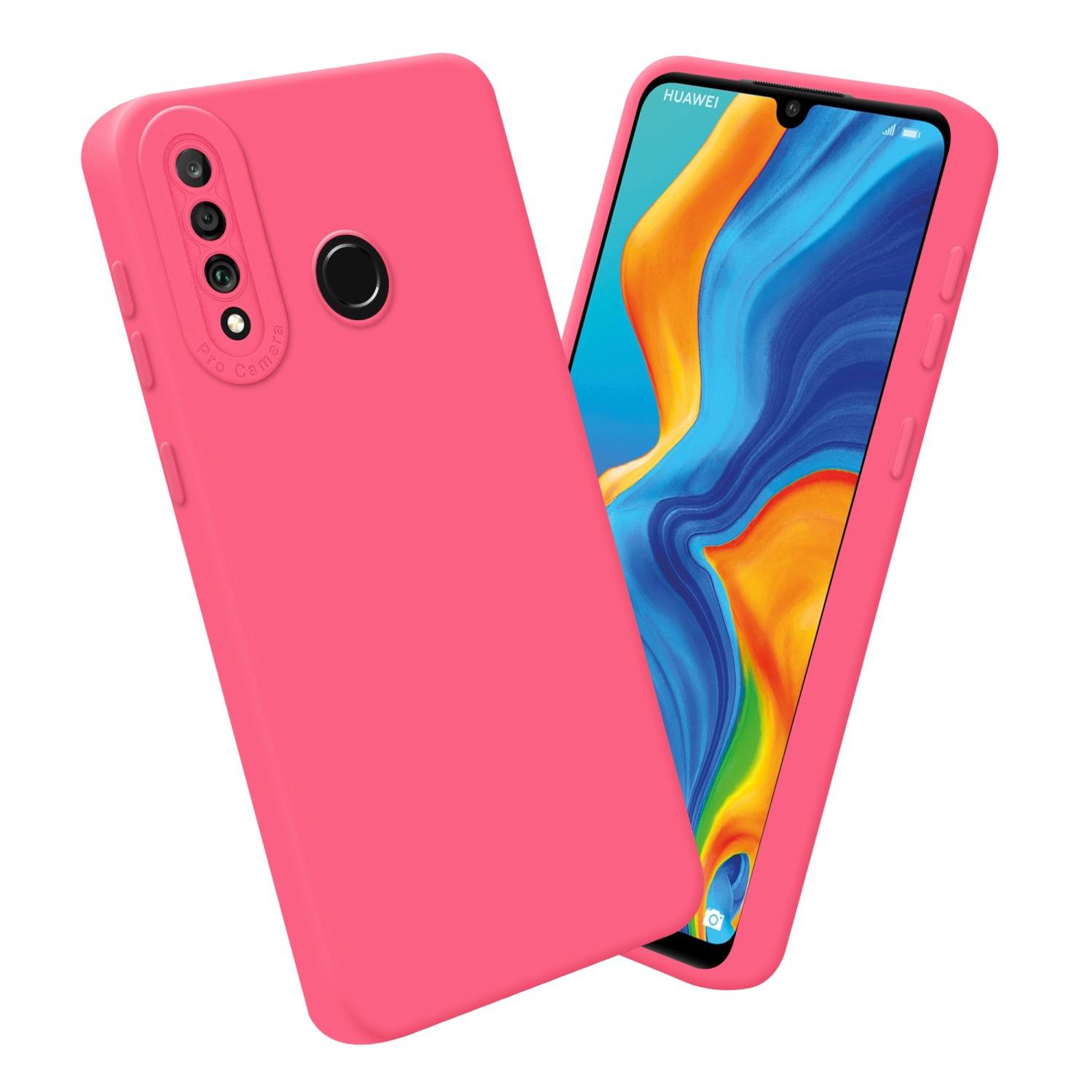 Cadorabo Hülle für Huawei P30 LITE Schutz Hülle in Rot TPU Silikon Etui Case Handyhülle