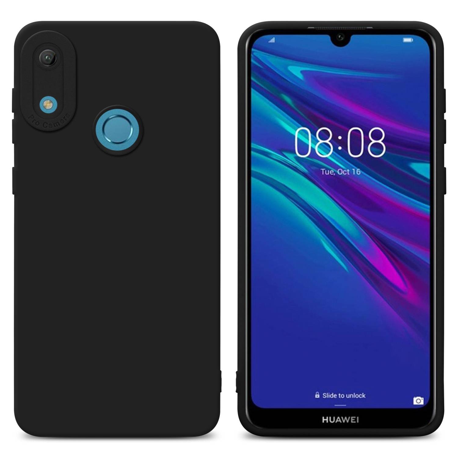 Cadorabo Hülle für Huawei Y6 2019 Schutz Hülle in Schwarz TPU Silikon Etui Case Handyhülle