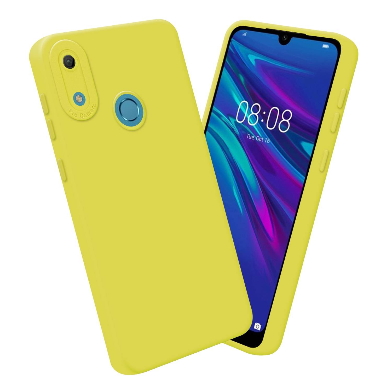Cadorabo Hülle für Huawei Y6 2019 Schutz Hülle in Gelb TPU Silikon Etui Case Handyhülle
