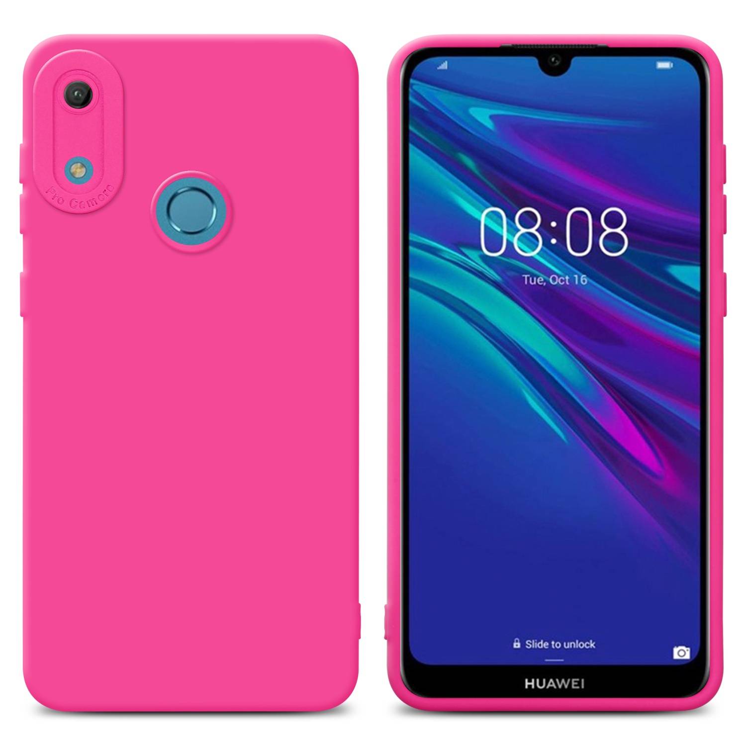 Cadorabo Hülle für Huawei Y6 2019 Schutz Hülle in Pink TPU Silikon Etui Case Handyhülle
