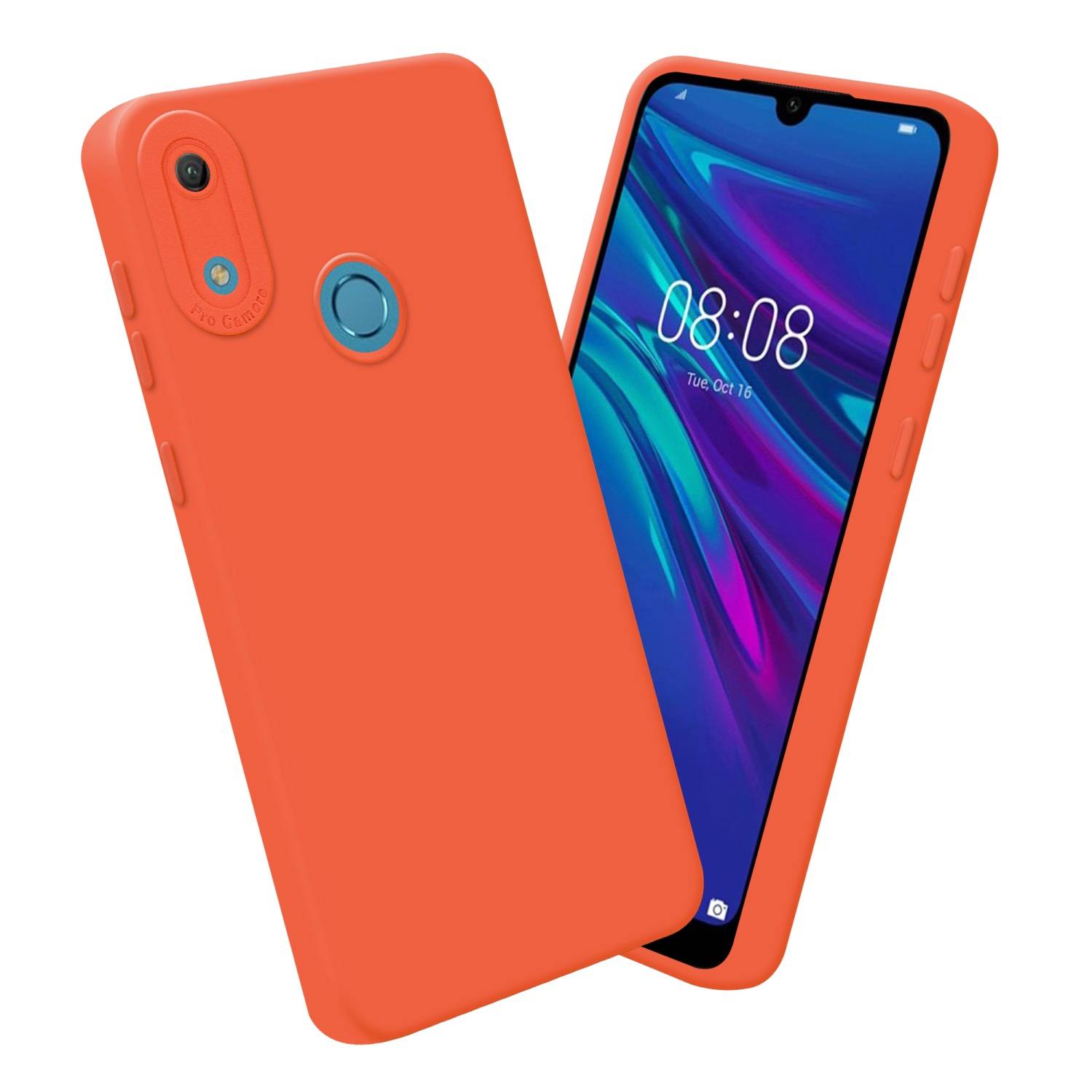 Cadorabo Hülle für Huawei Y6 2019 Schutz Hülle in Orange TPU Silikon Etui Case Handyhülle