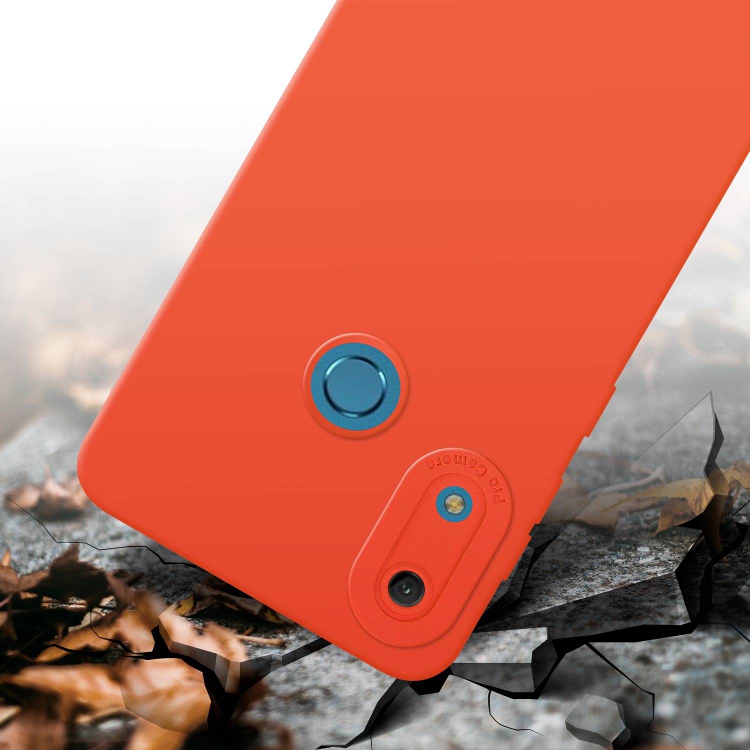 Cadorabo Hülle für Huawei Y6 2019 Schutz Hülle in Orange TPU Silikon Etui Case Handyhülle