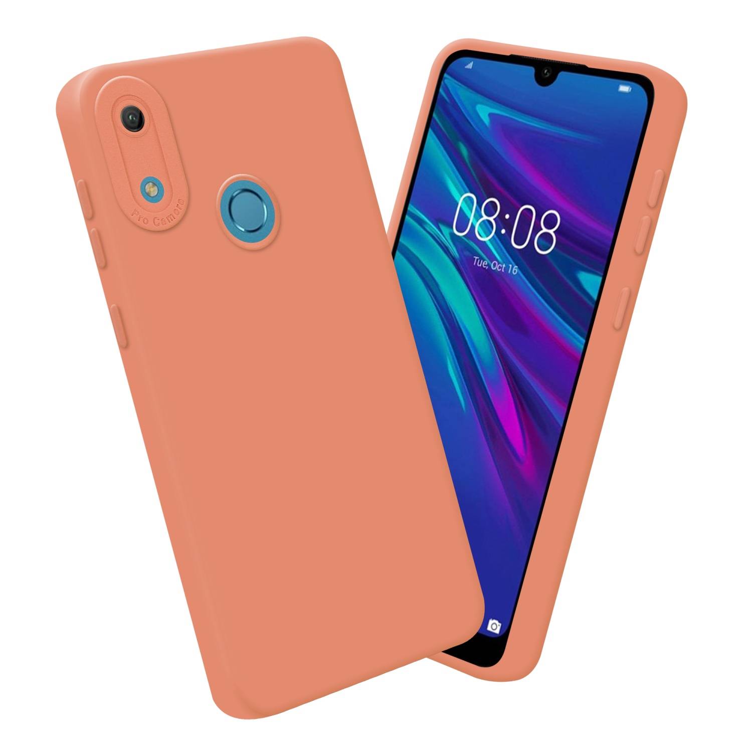 Cadorabo Hülle für Huawei Y6 2019 Schutz Hülle in Orange TPU Silikon Etui Case Handyhülle